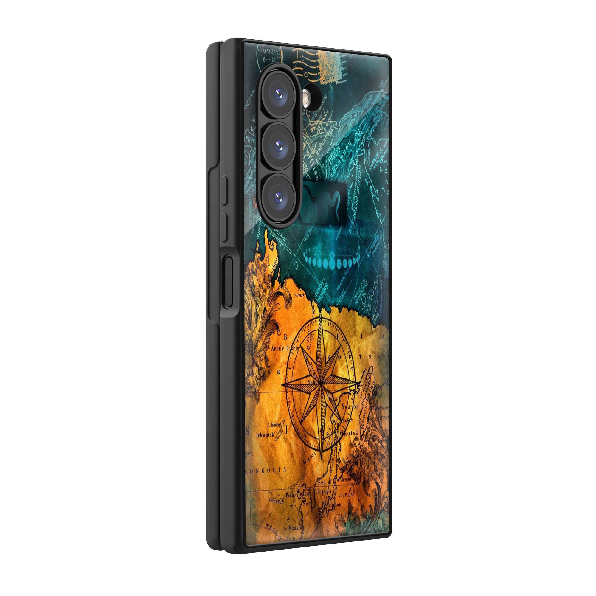 Map With Compass Samsung Z Fold Glass Case image 0 Main image