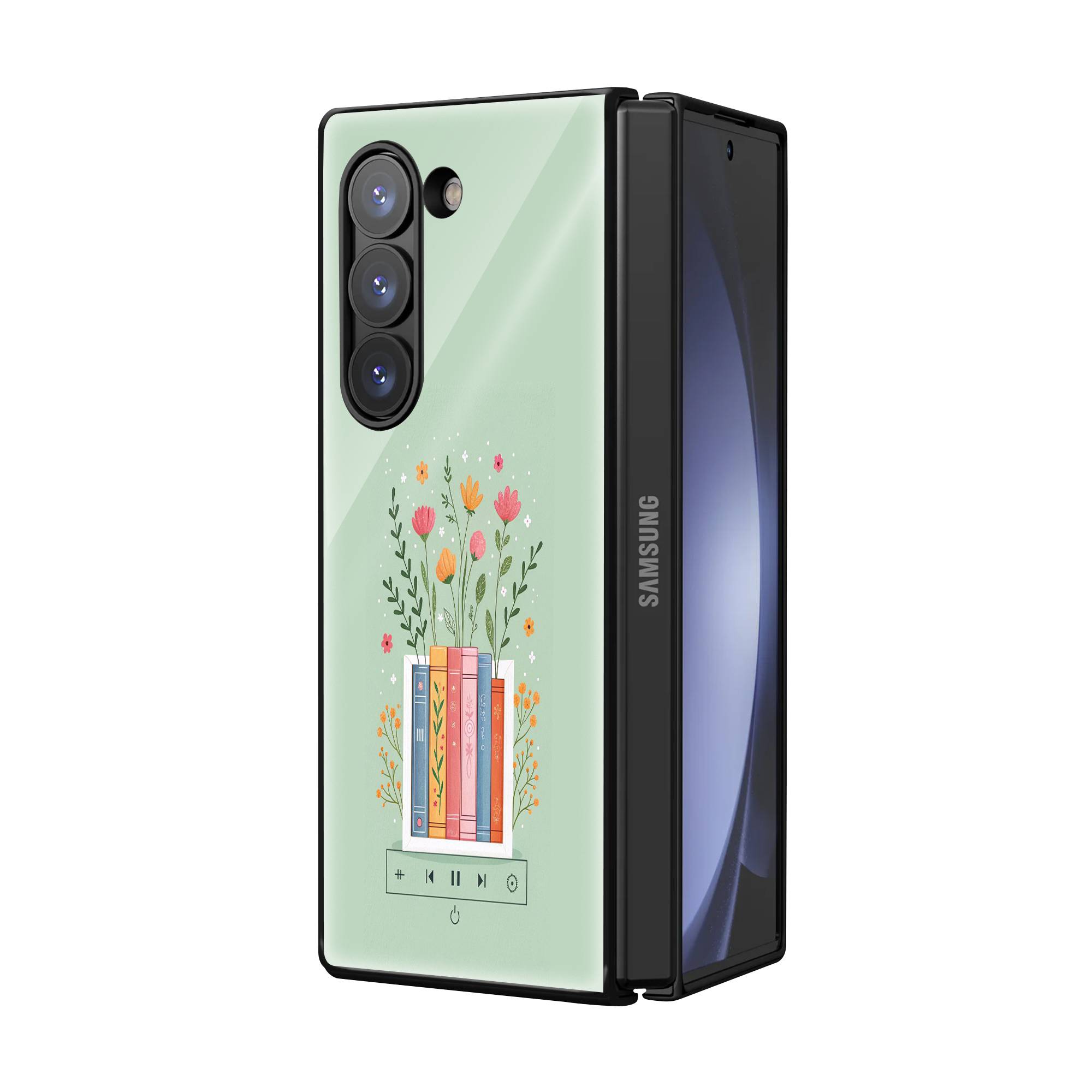 Floral Reads Samsung Z Fold Glass Case Secondary image