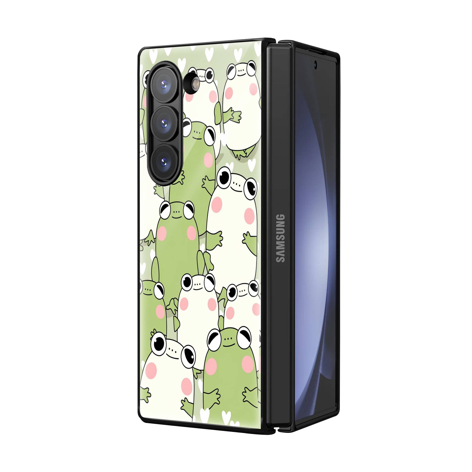 Cute Frogs Samsung Z Fold Glass Case Secondary image