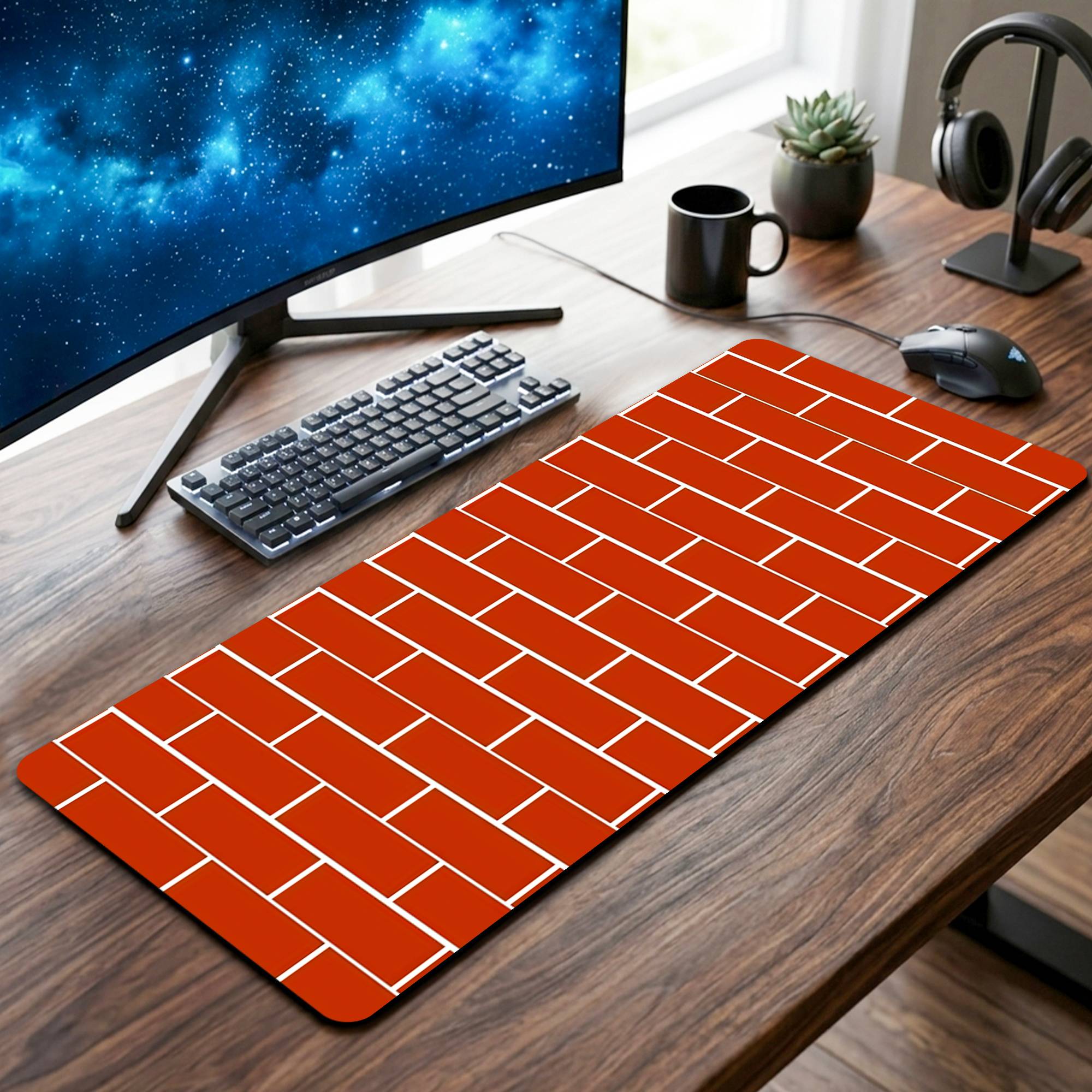 Wall Pattern Desk Mat - 12 x 32 Inch image