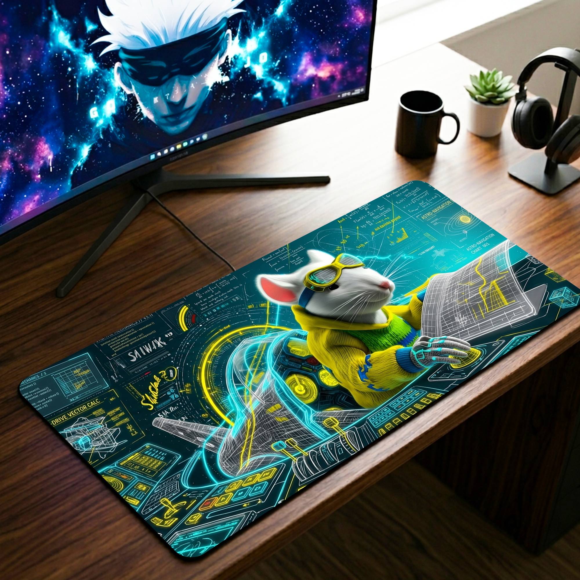 Futuristic Aircraft Desk Mat - 11 x 23 Inch image