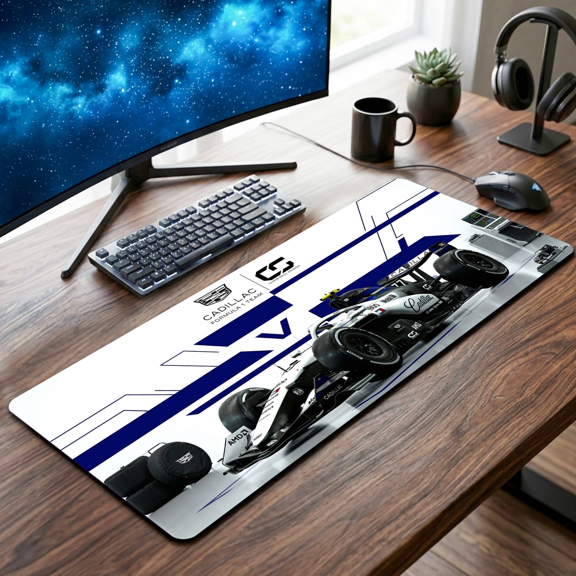 Formula 1 Car Desk Mat - 12 x 32 Inch image