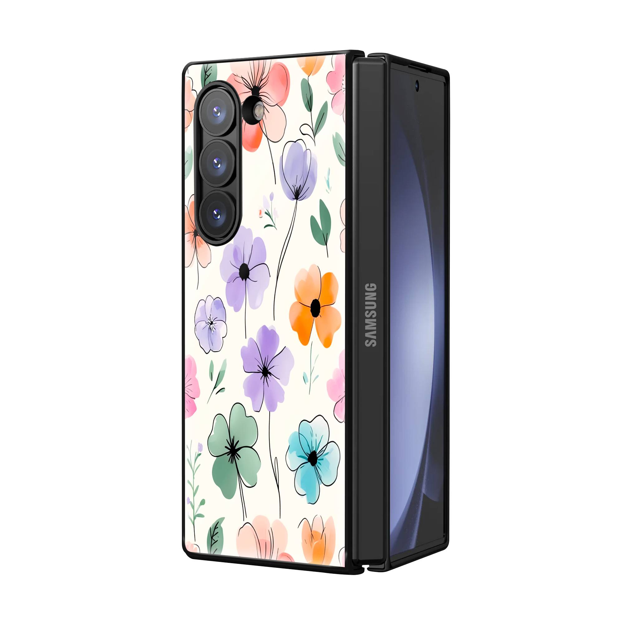 Watercolor Florals Samsung Z Fold Glass Case Secondary image