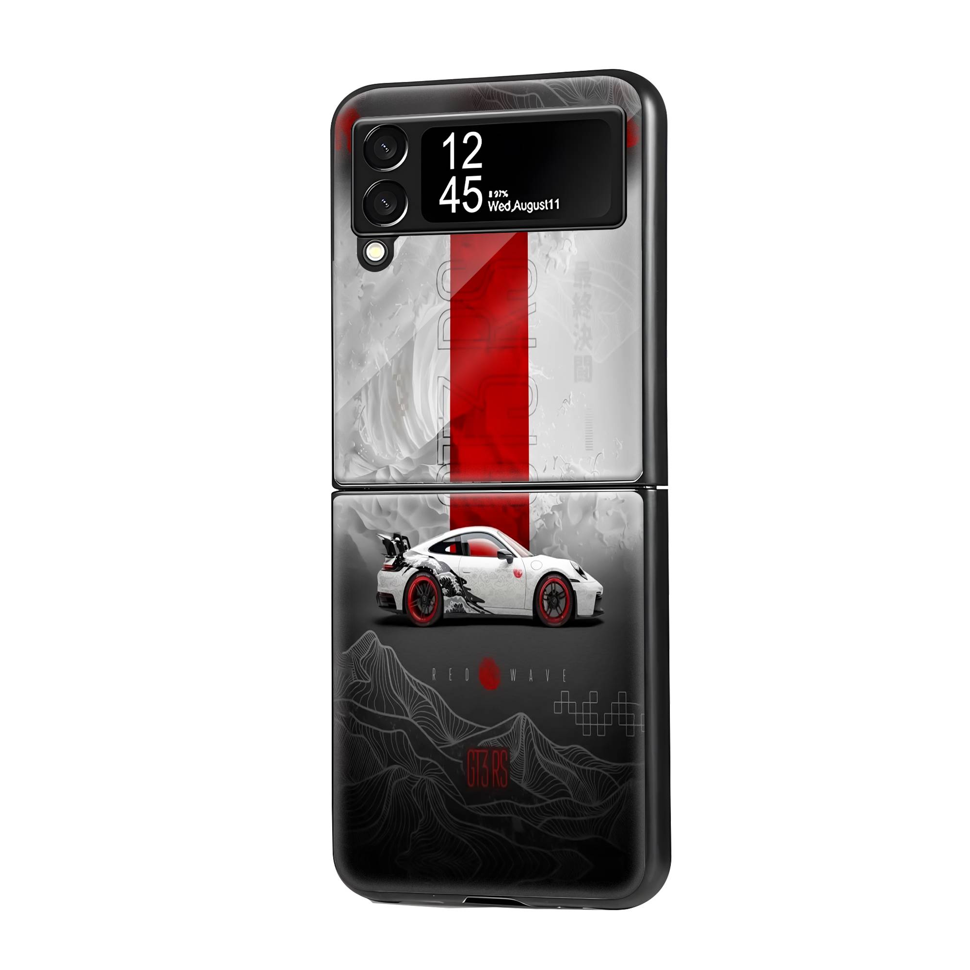 Red Wave Samsung Z Flip Glass Case image 0 Main image