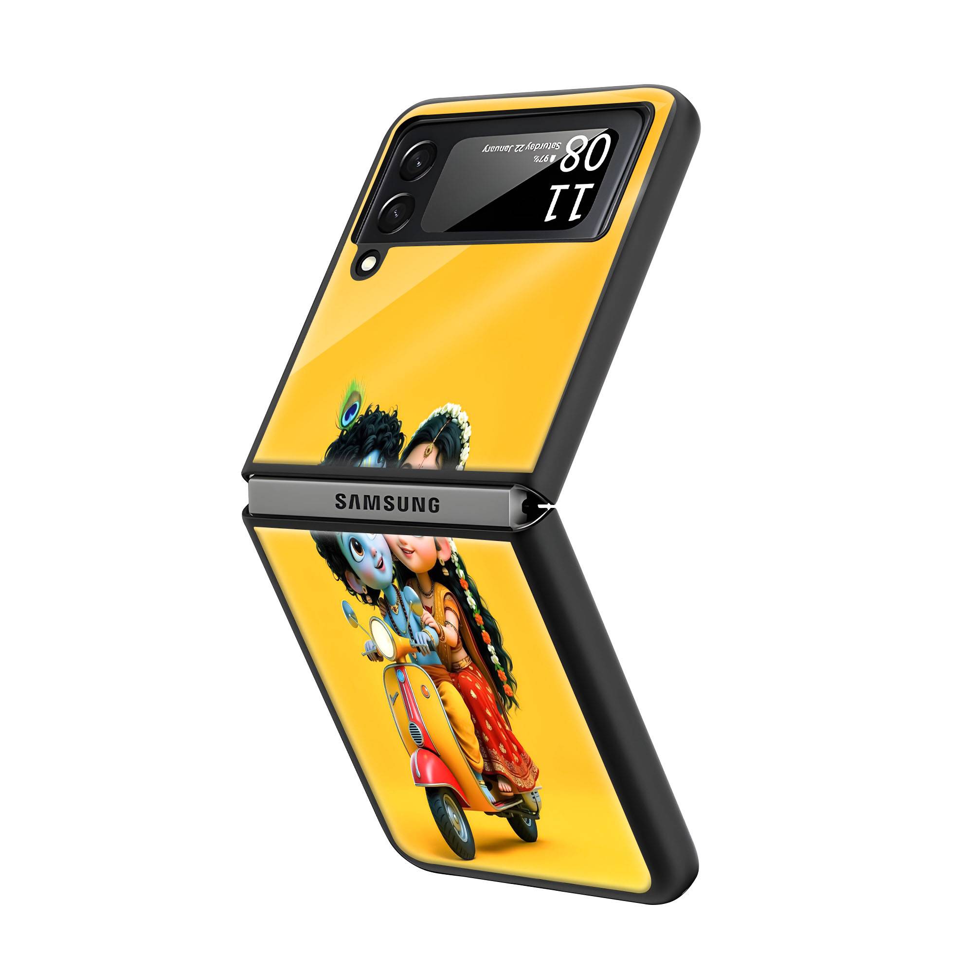 Little Krishna Ride Samsung Z Flip Glass Case image 1