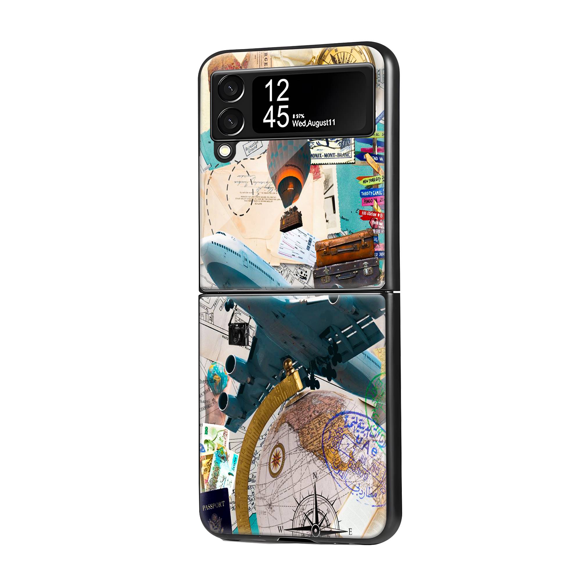 Travel Scrapbook Samsung Z Flip Glass Case image 0 Main image