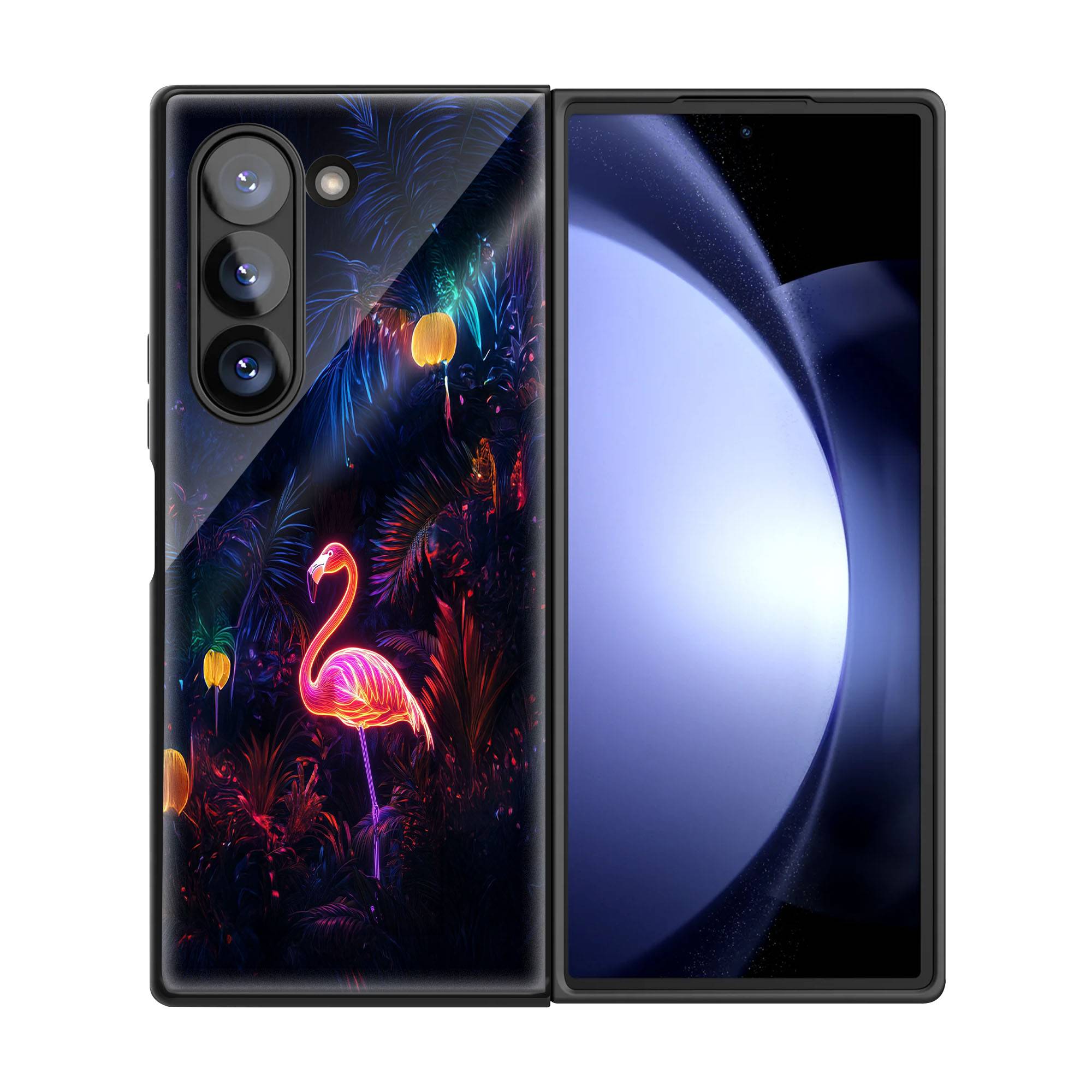 Neon Flamingo Samsung Z Fold Glass Case image 2