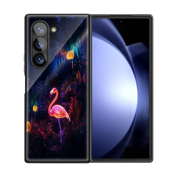 Neon Flamingo Samsung Z Fold Glass Case image 2