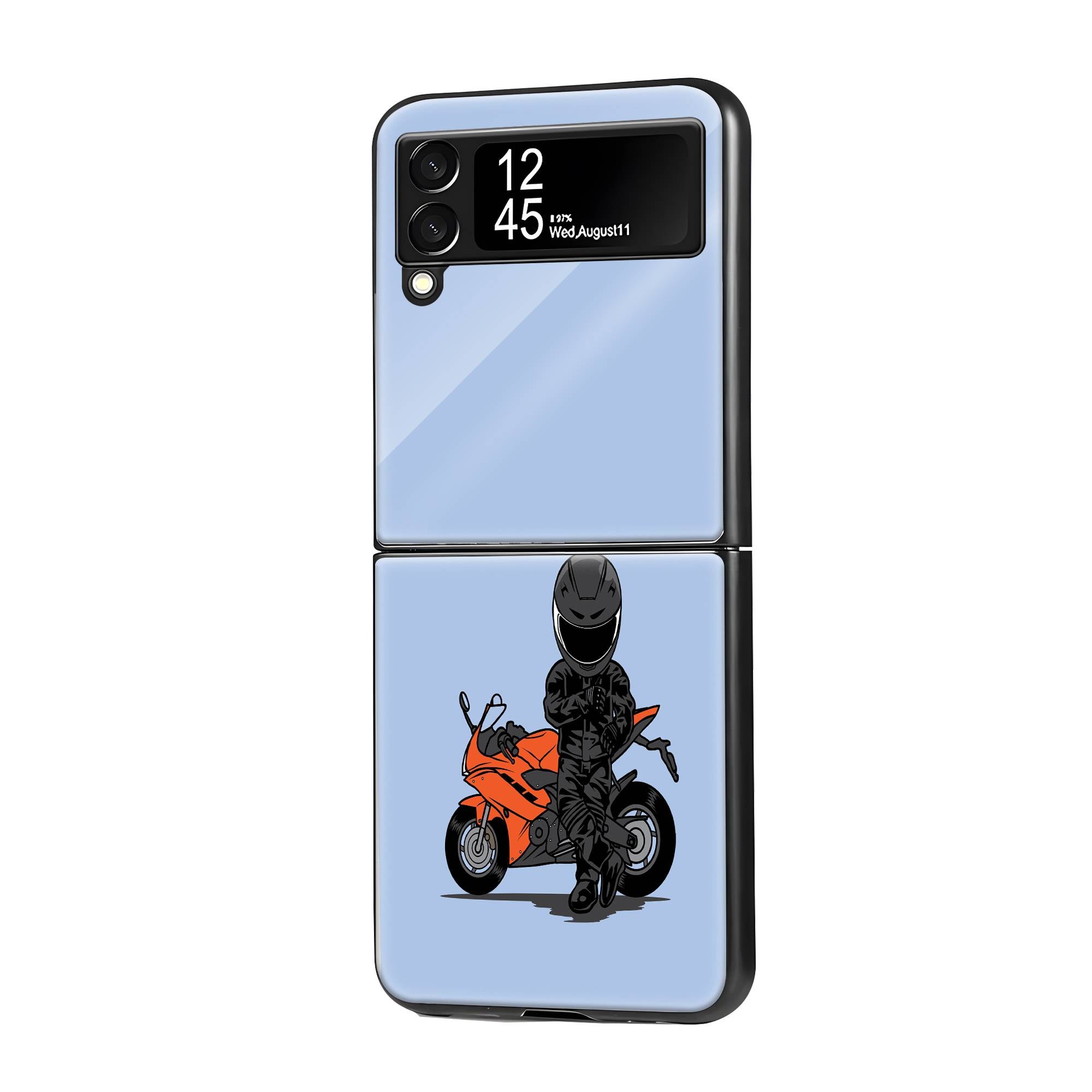 Biker Standing Samsung Z Flip Glass Case image 0 Main image