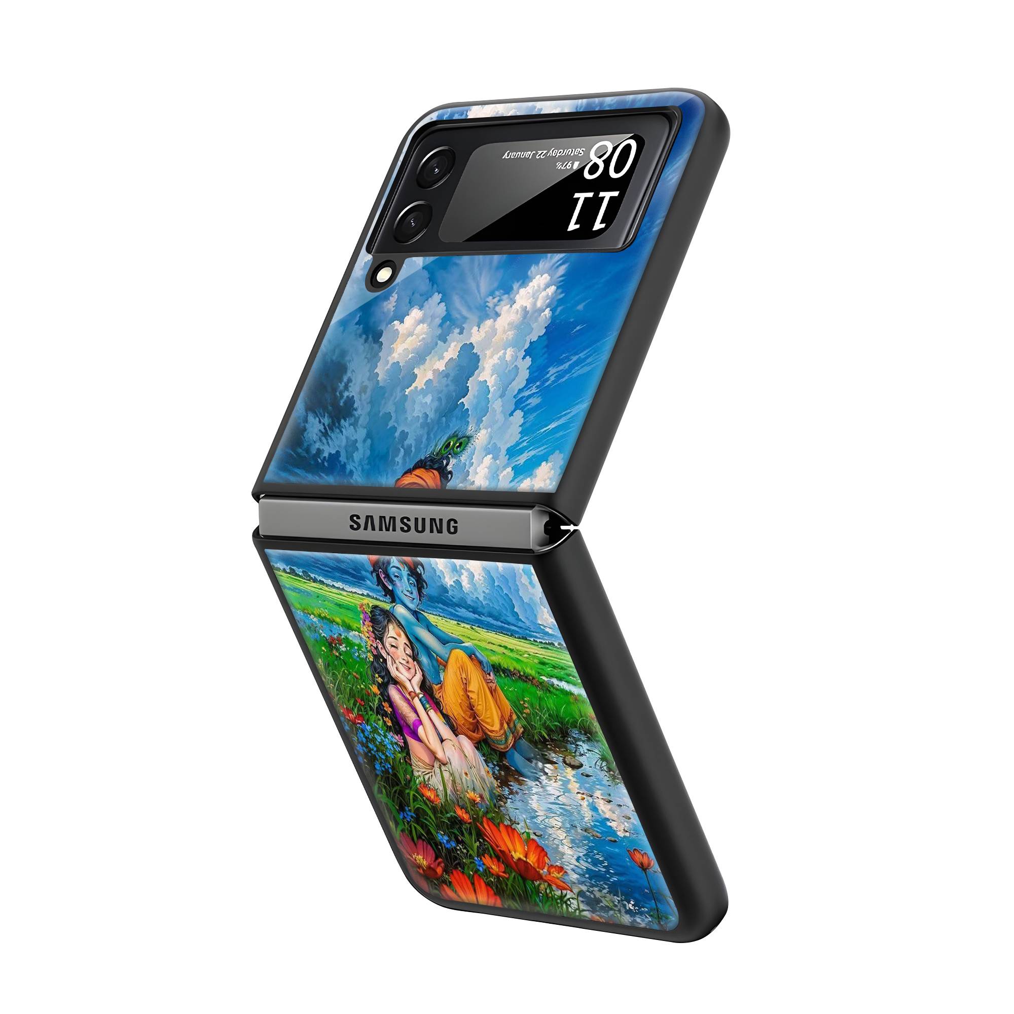Radhe Krishna Samsung Z Flip Glass Case Secondary image