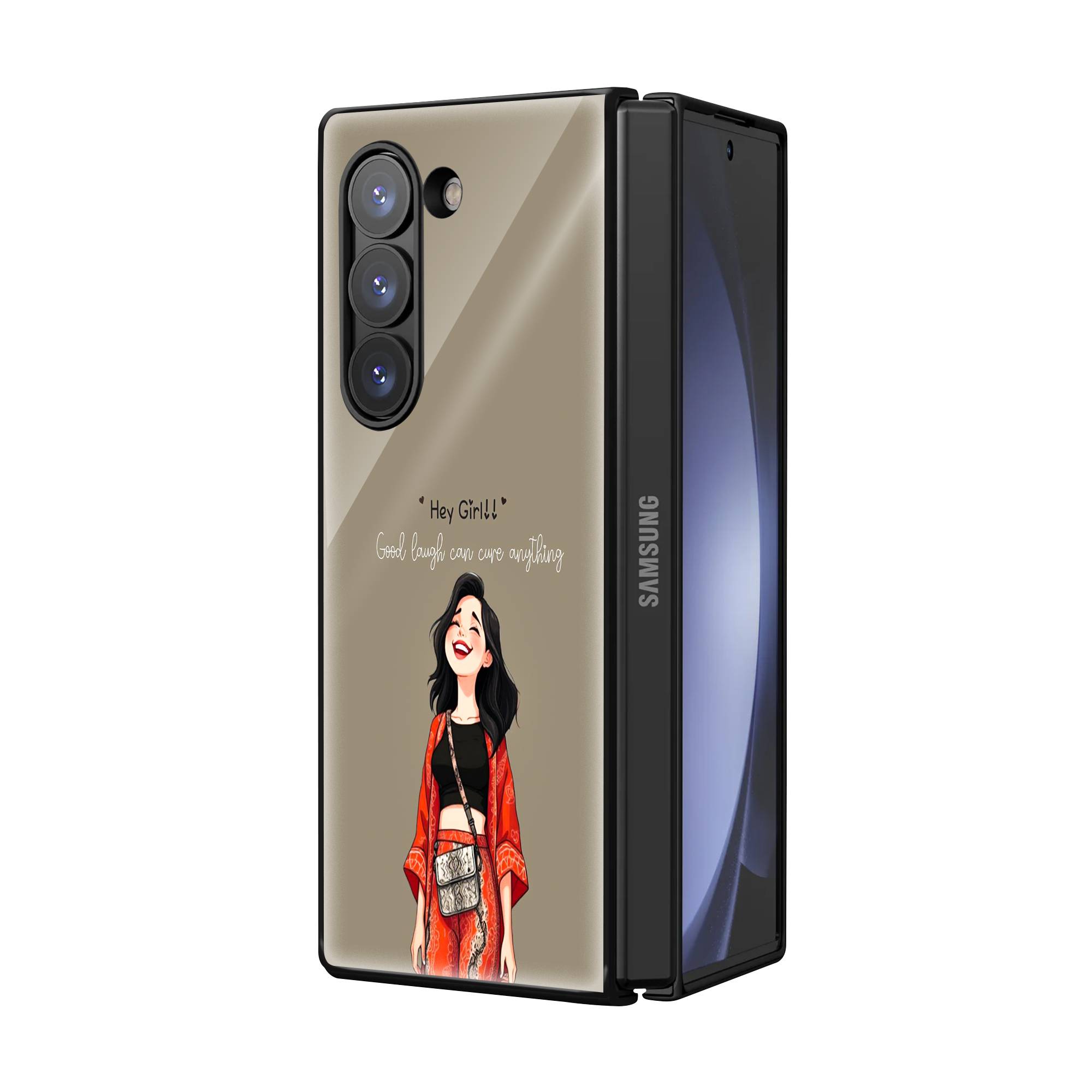 Hey Girl Samsung Z Fold Glass Case Secondary image