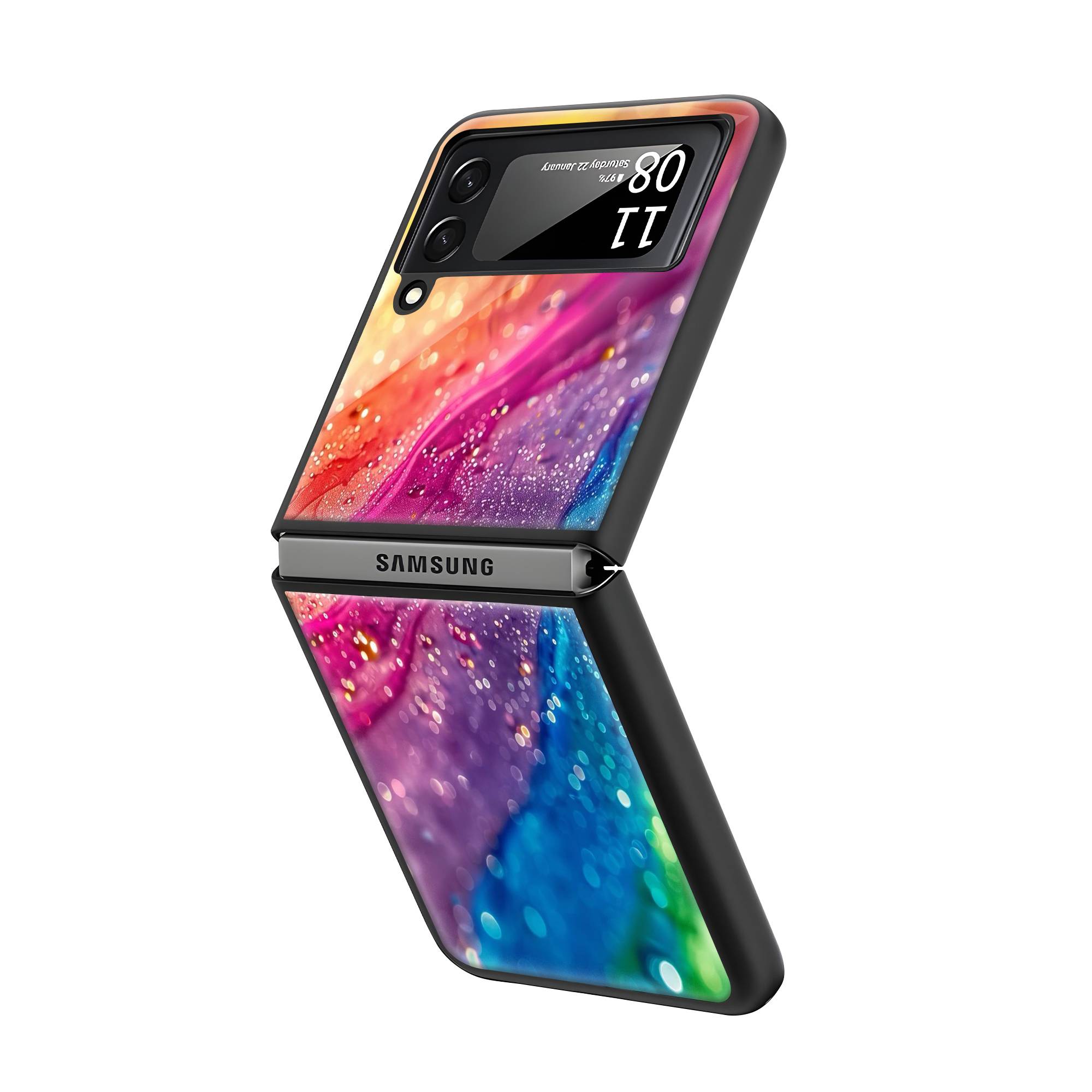Bright Rainbow Samsung Z Flip Glass Case Secondary image