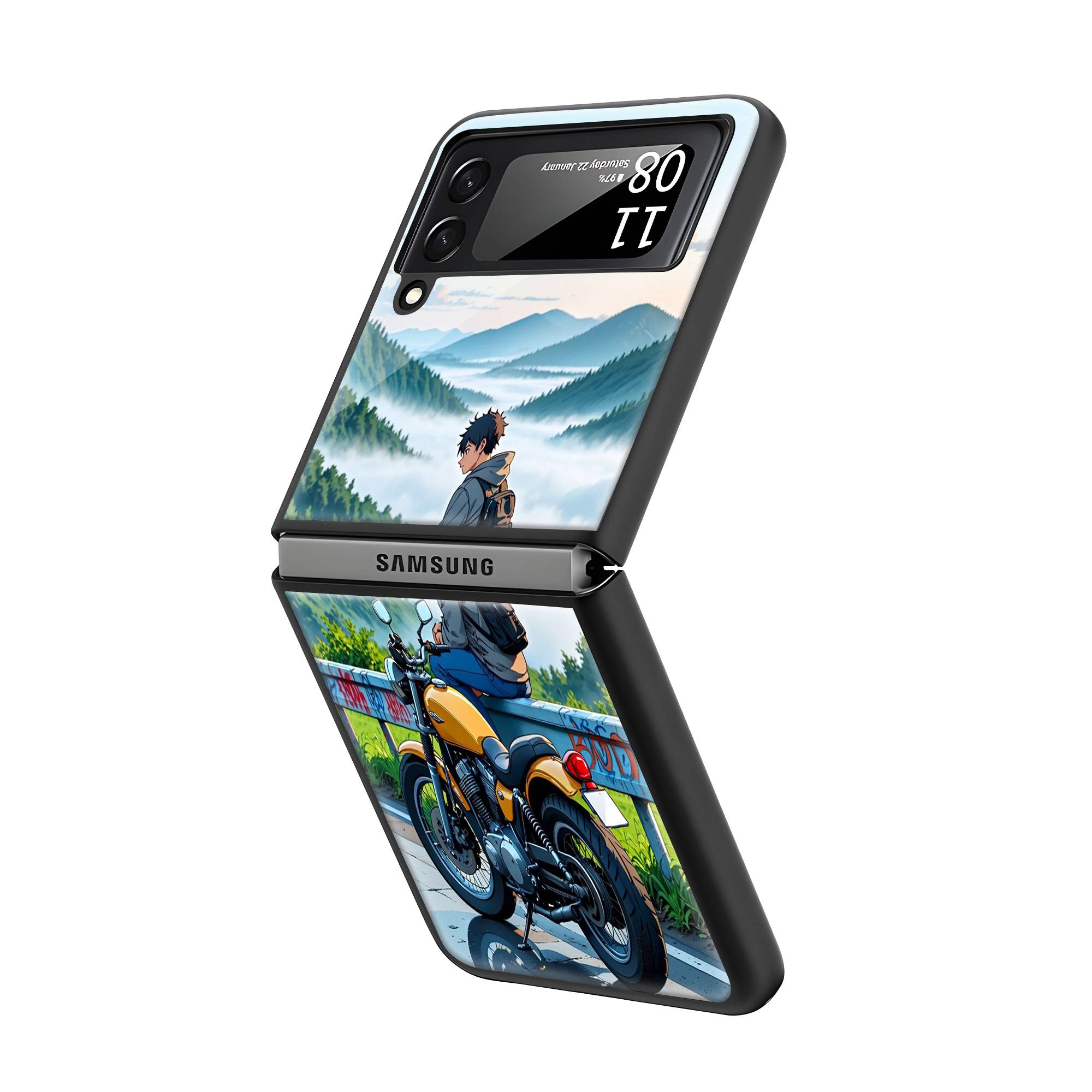 Anime Road Trip Samsung Z Flip Glass Case Secondary image