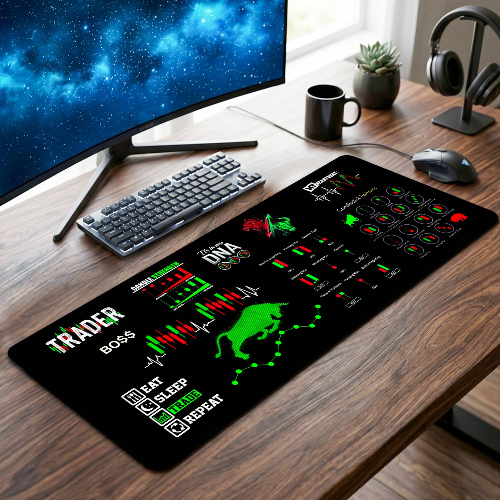 Stock Market Desk Mat - 12 x 32 Inch image