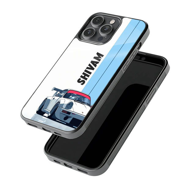 White Porsche Glass Name Case image 2