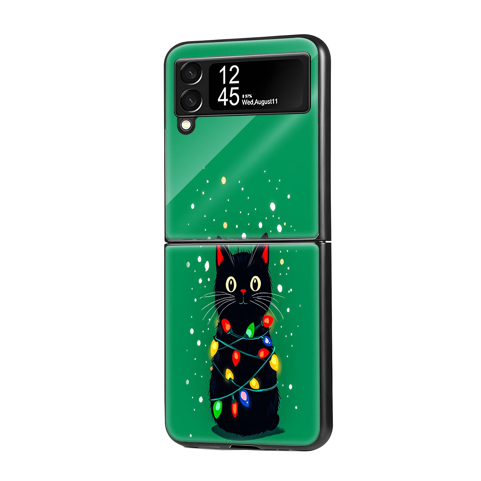 Christmas Cat Samsung Z Flip Glass Case image 0