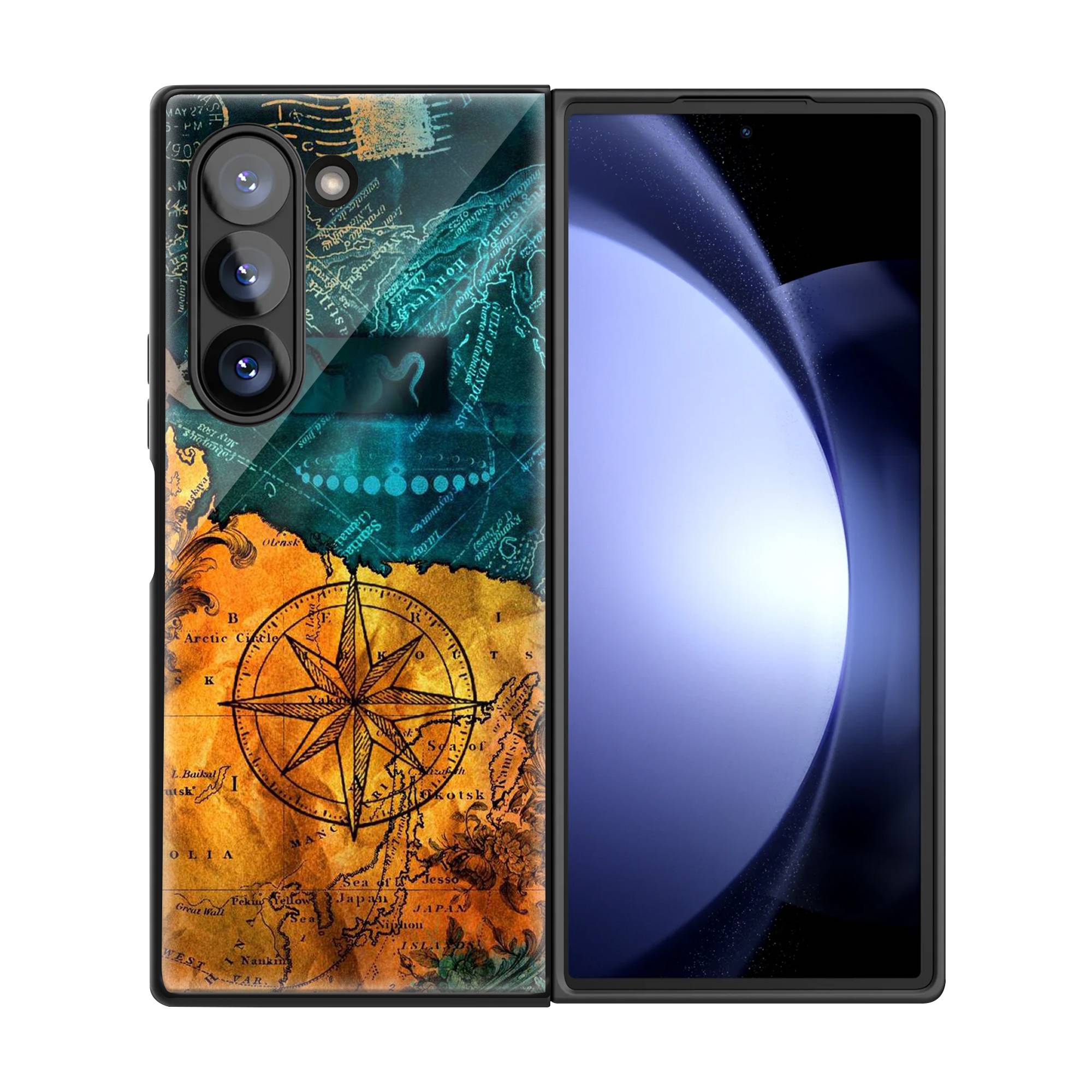 Map With Compass Samsung Z Fold Glass Case image 2