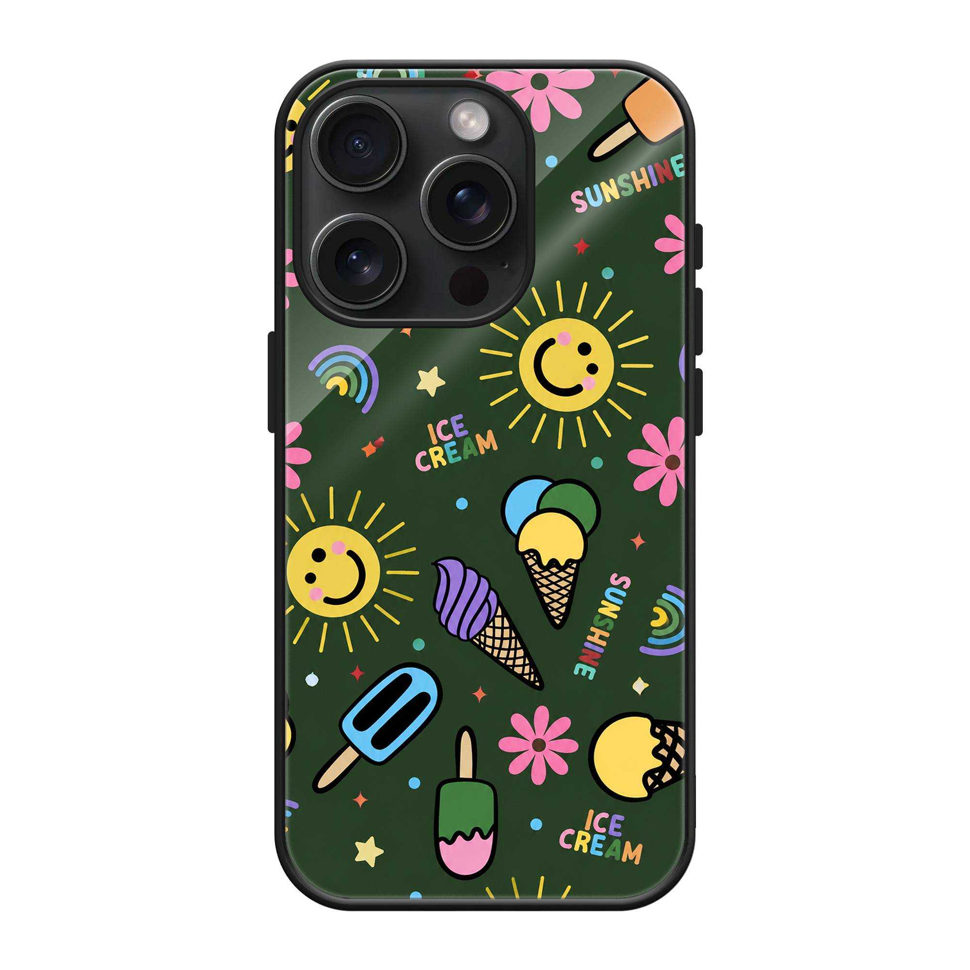 Ice Cream Pattern Glass Case image 0