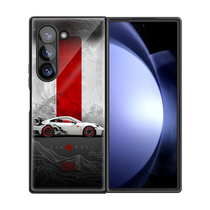Red Wave Samsung Z Fold Glass Case image 2