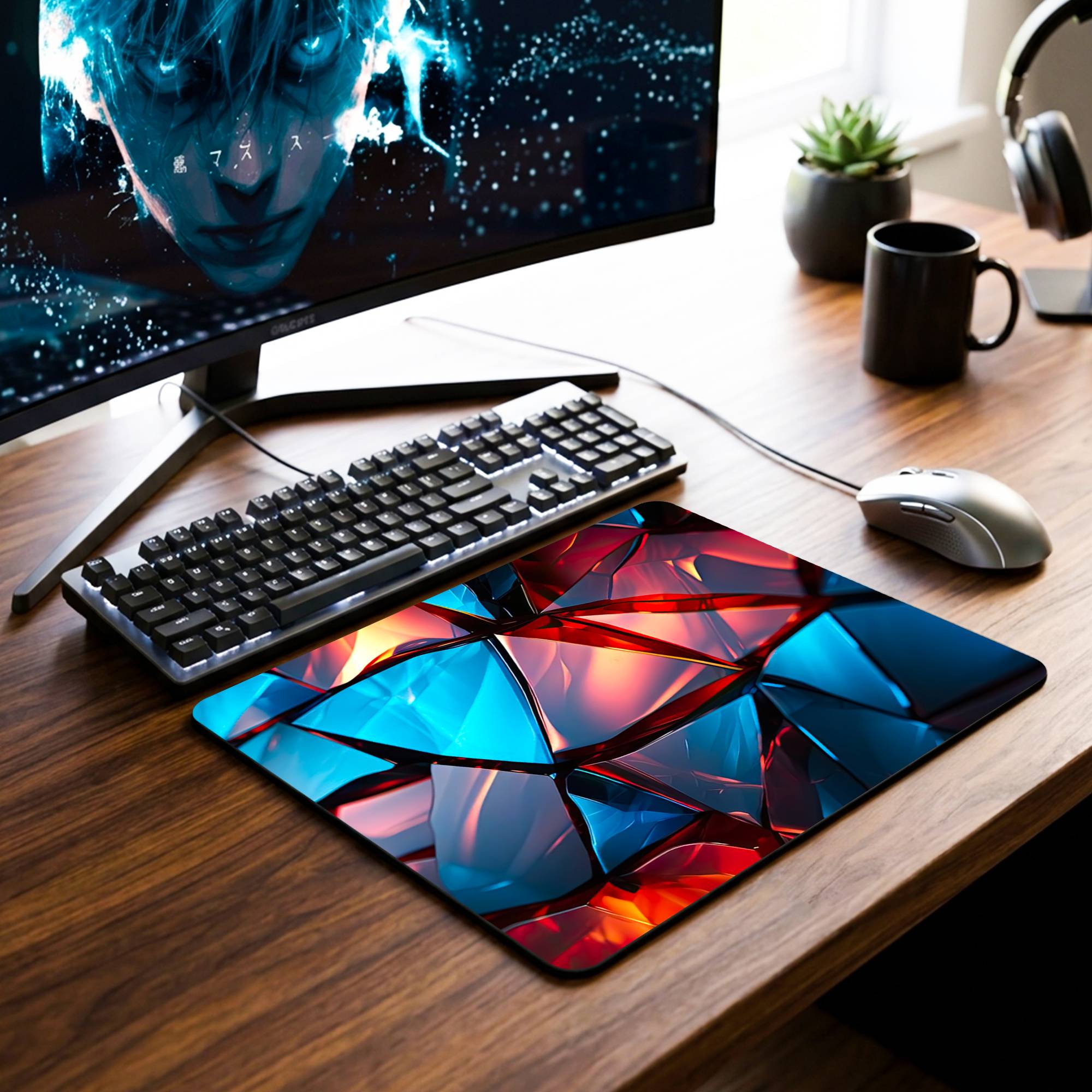 Geometric Glass Desk Mat - 7.5 x 9 Inch image