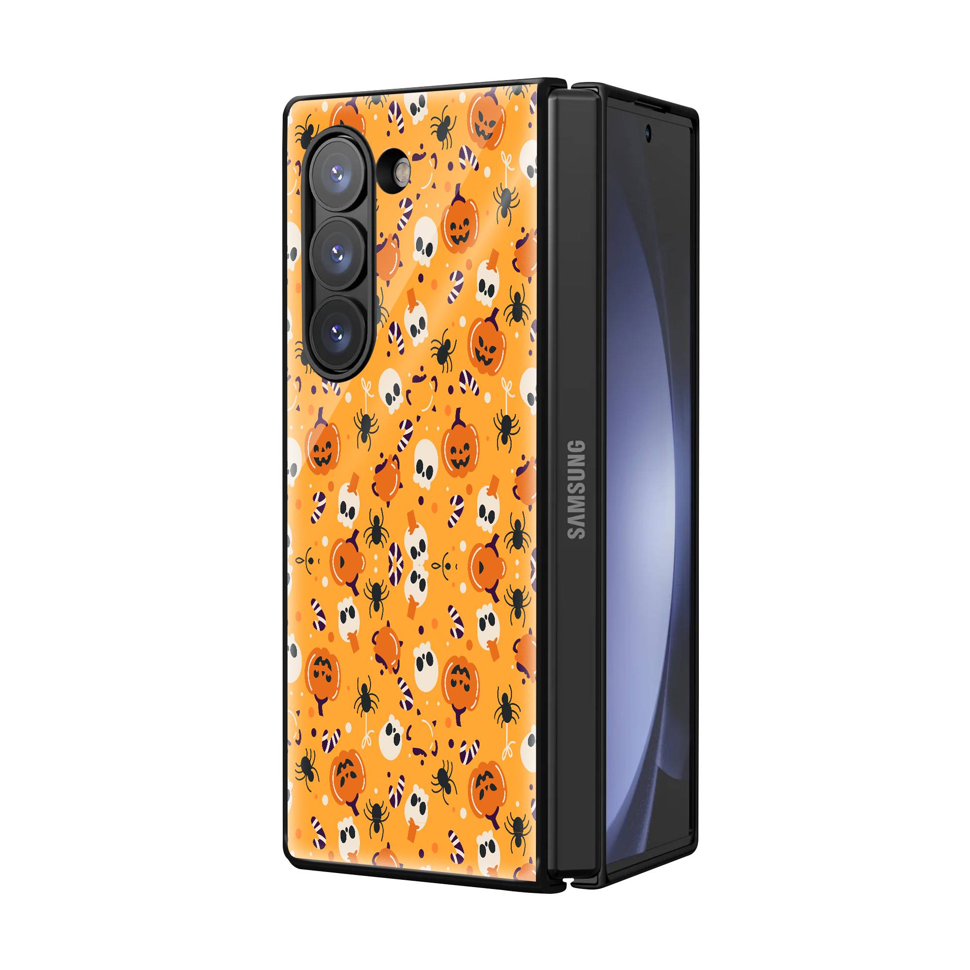 Cute Halloween Doodle Samsung Z Fold Glass Case Secondary image