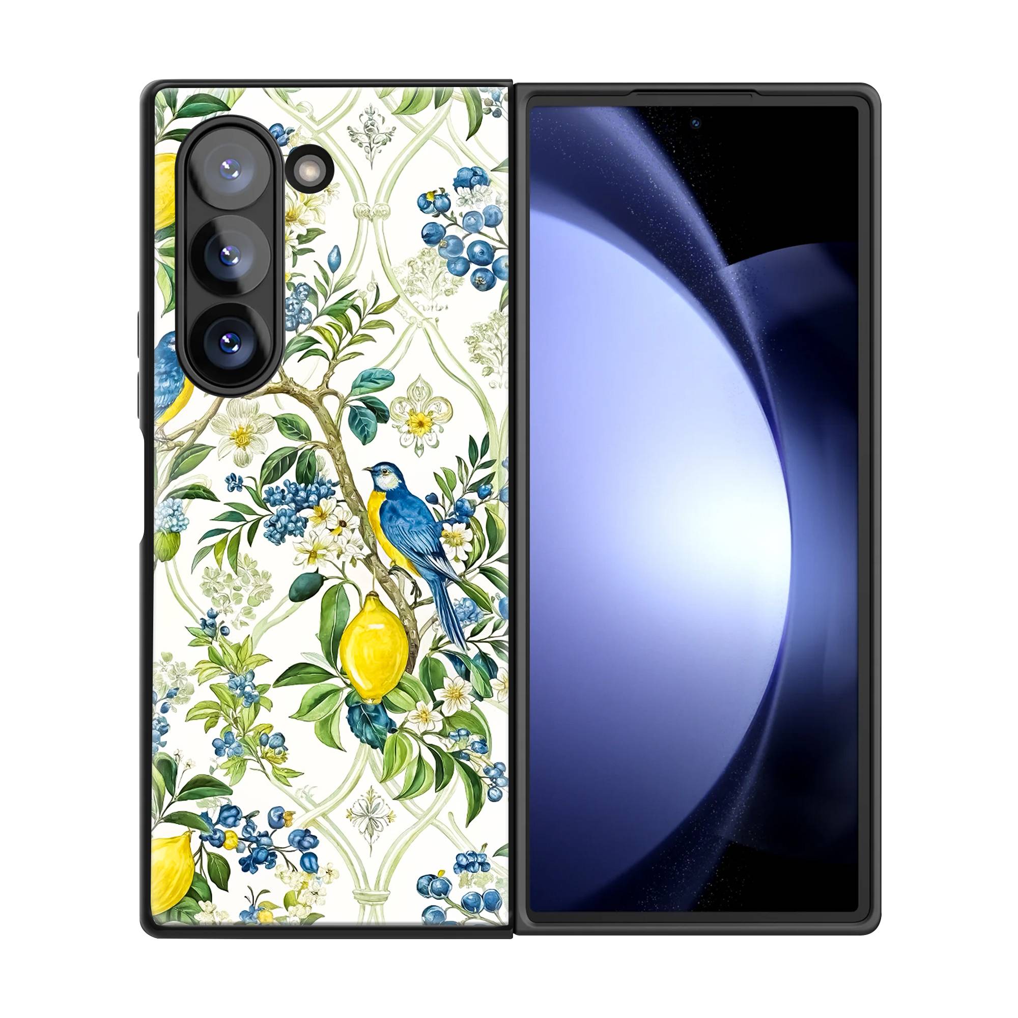 Blueberry Birds Samsung Z Fold Glass Case image 2
