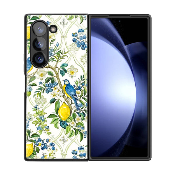 Blueberry Birds Samsung Z Fold Glass Case image 2