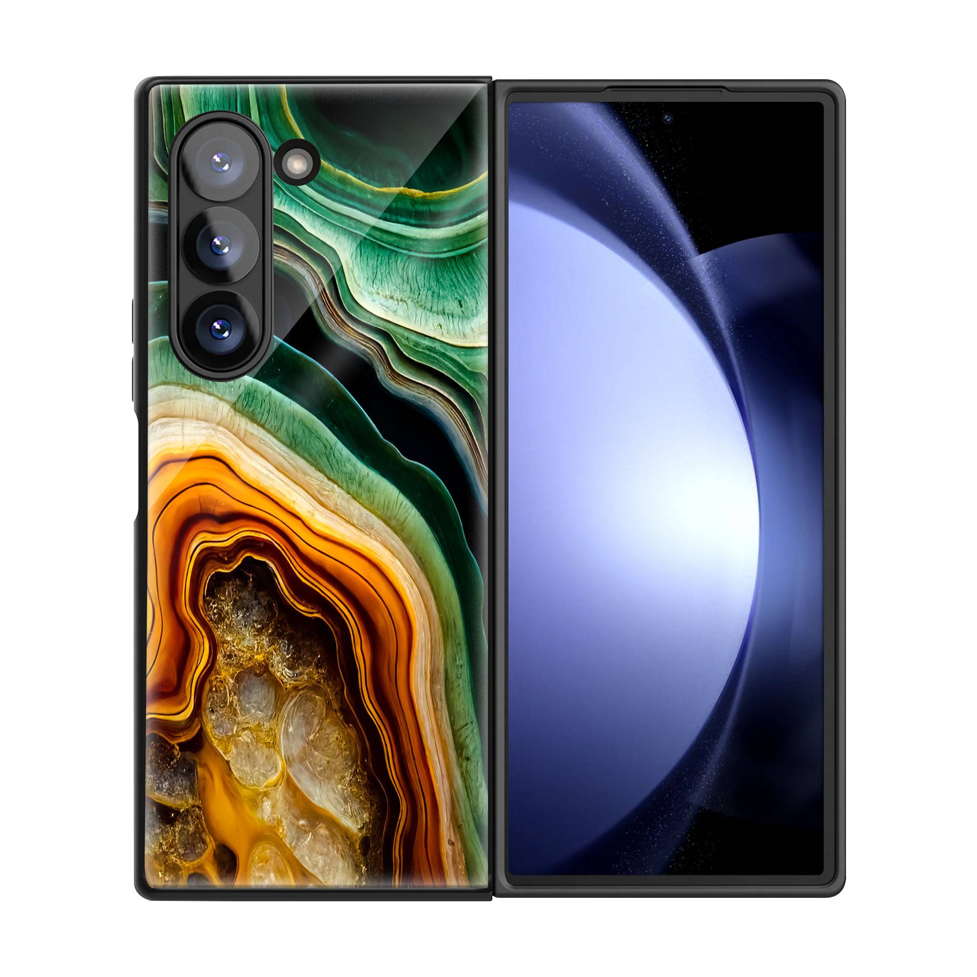 Green Marble Abstract Samsung Z Fold Glass Case image 2