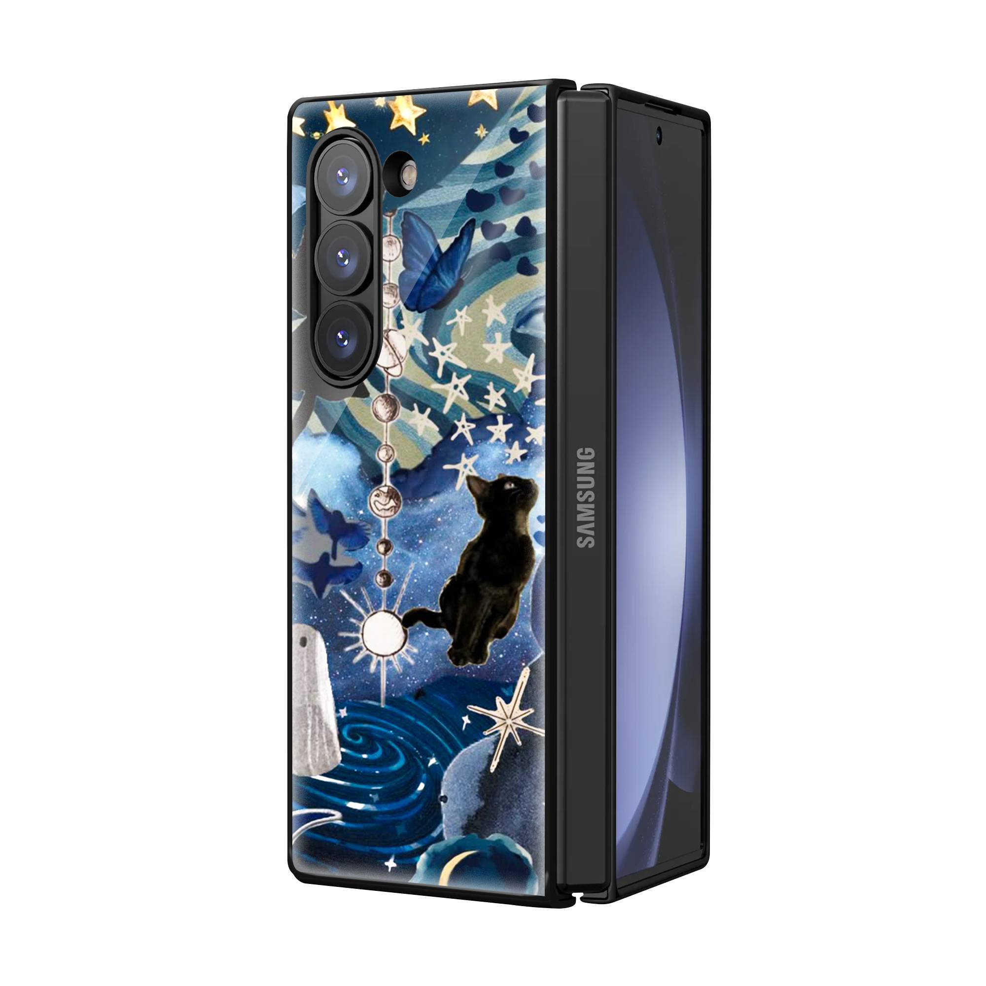 Blue Galaxy Samsung Z Fold Glass Case Secondary image