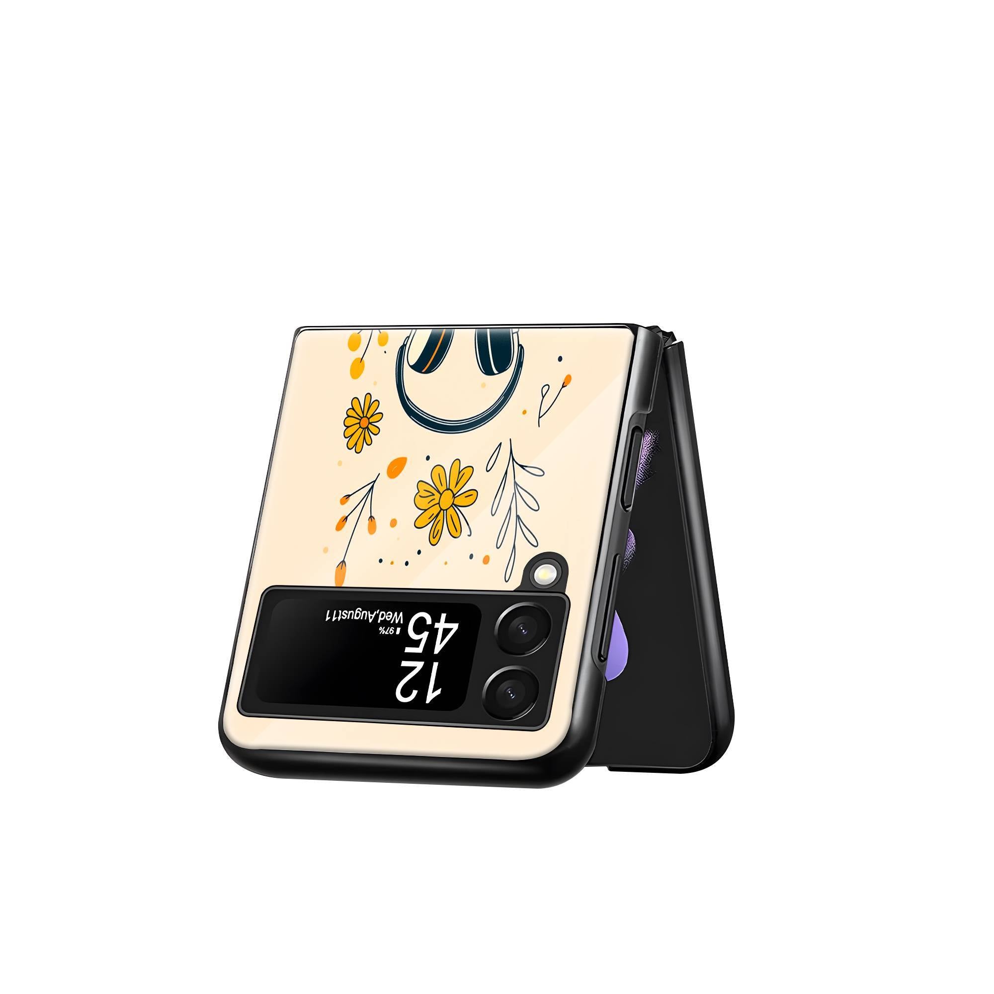 Coffee & Tunes Samsung Z Flip Glass Case image 2