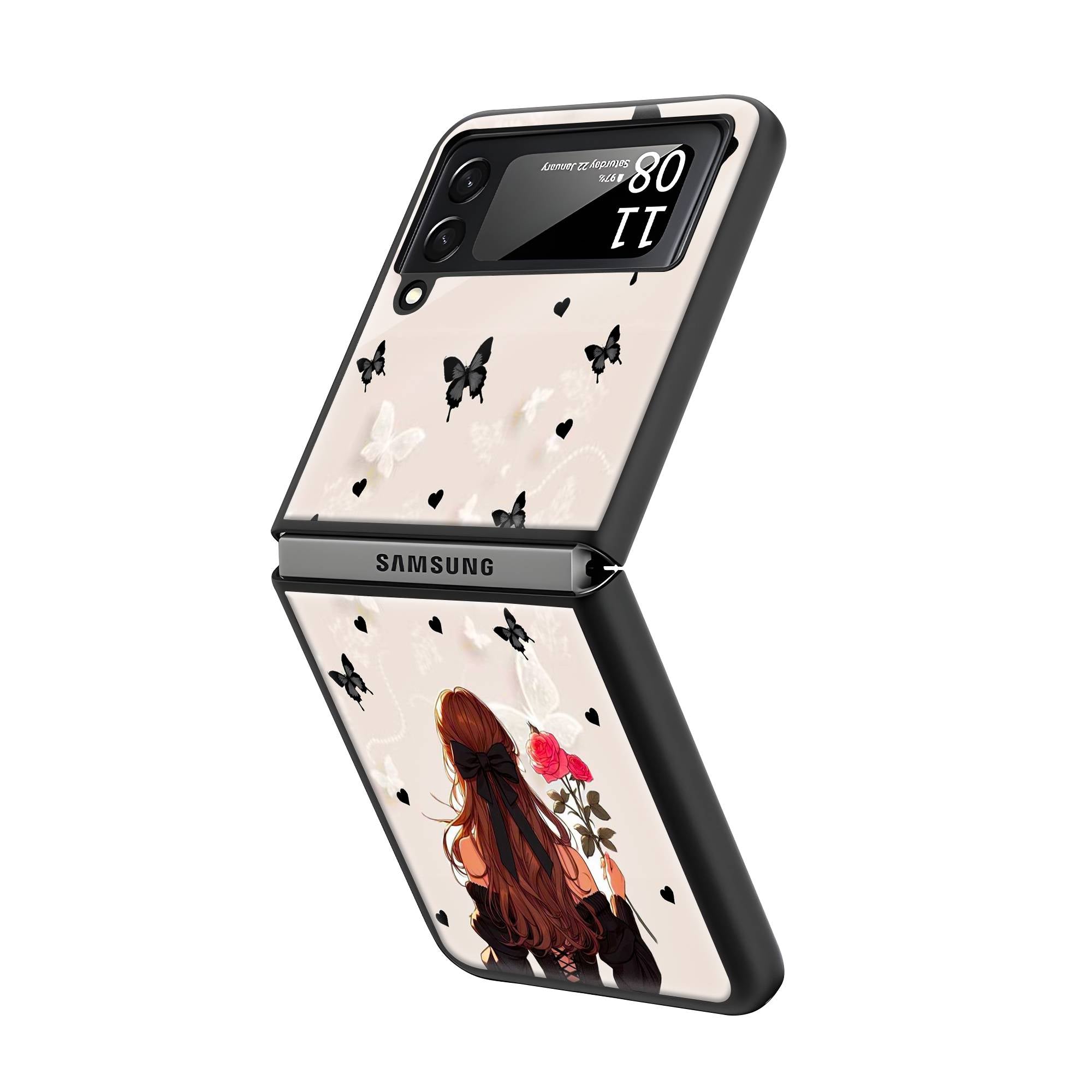 Roses and Wings Samsung Z Flip Glass Case image 1