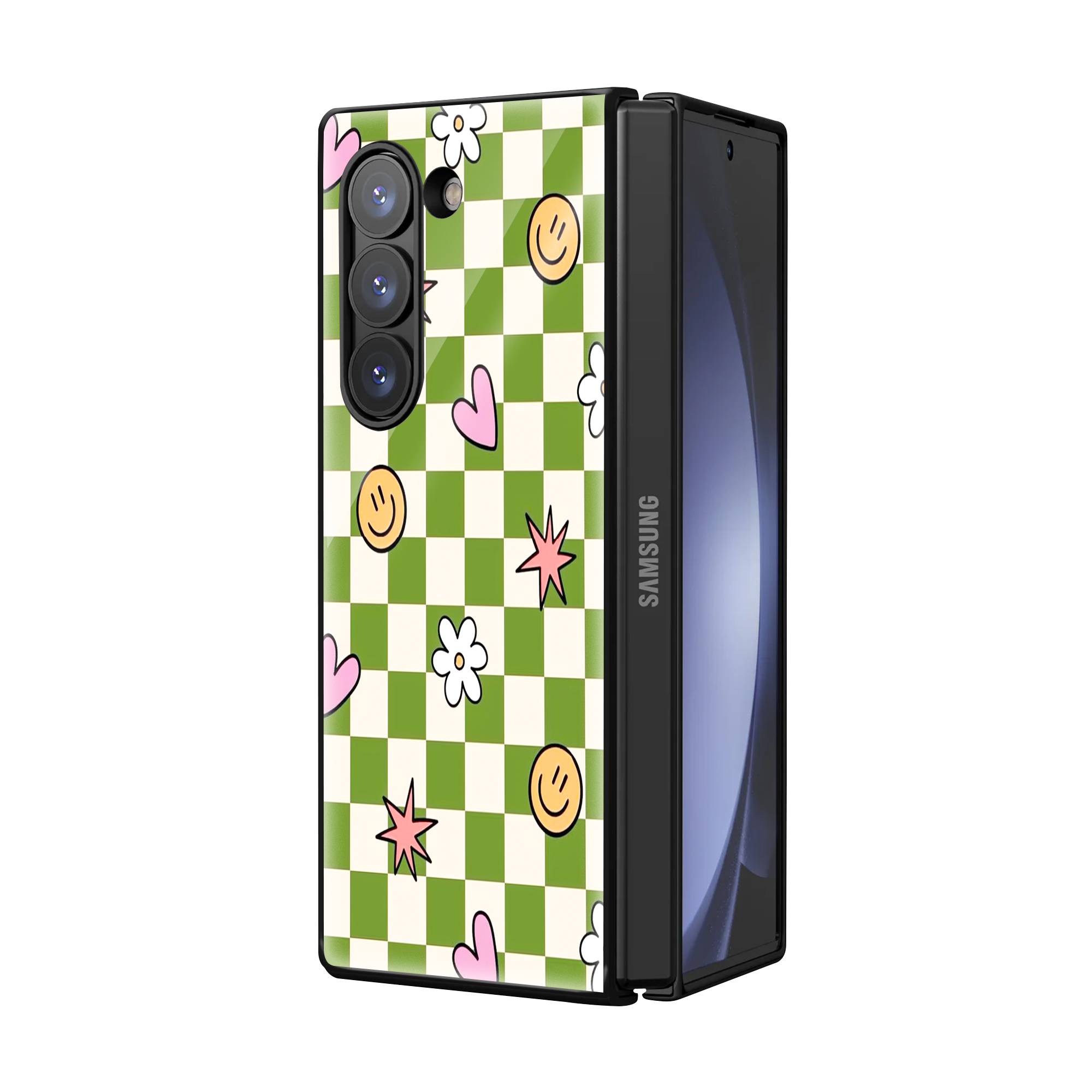 Smiley Squares Samsung Z Fold Glass Case Secondary image