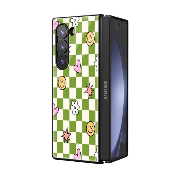 Smiley Squares Samsung Z Fold Glass Case image 1