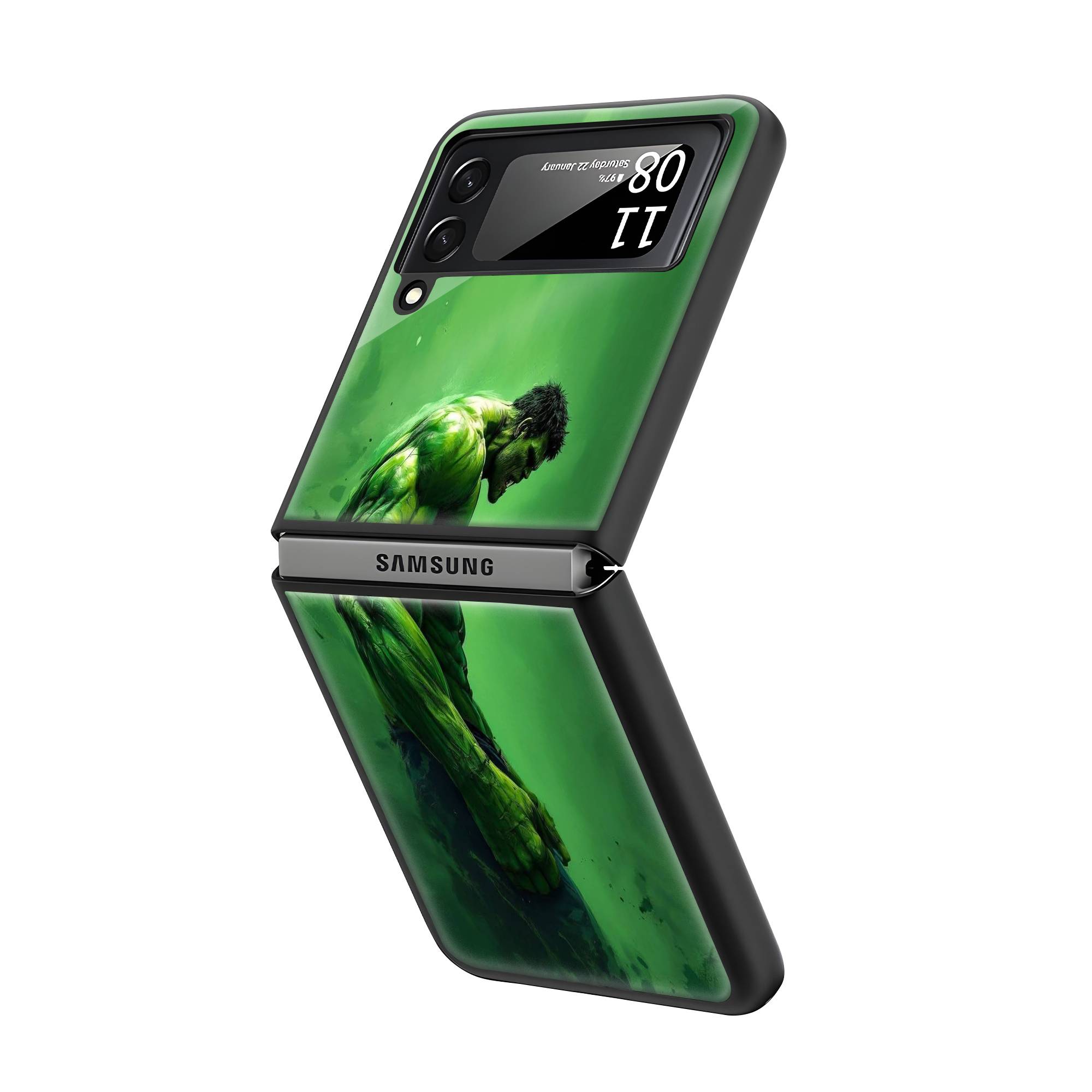 Savage Hulk Samsung Z Flip Glass Case Secondary image