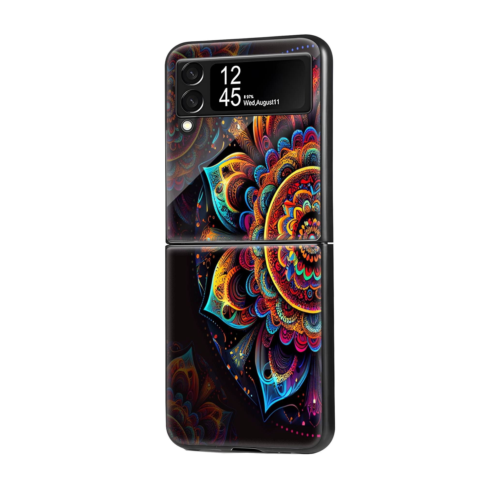 Colorful Mandala Pattern Samsung Z Flip Glass Case image 0 Main image