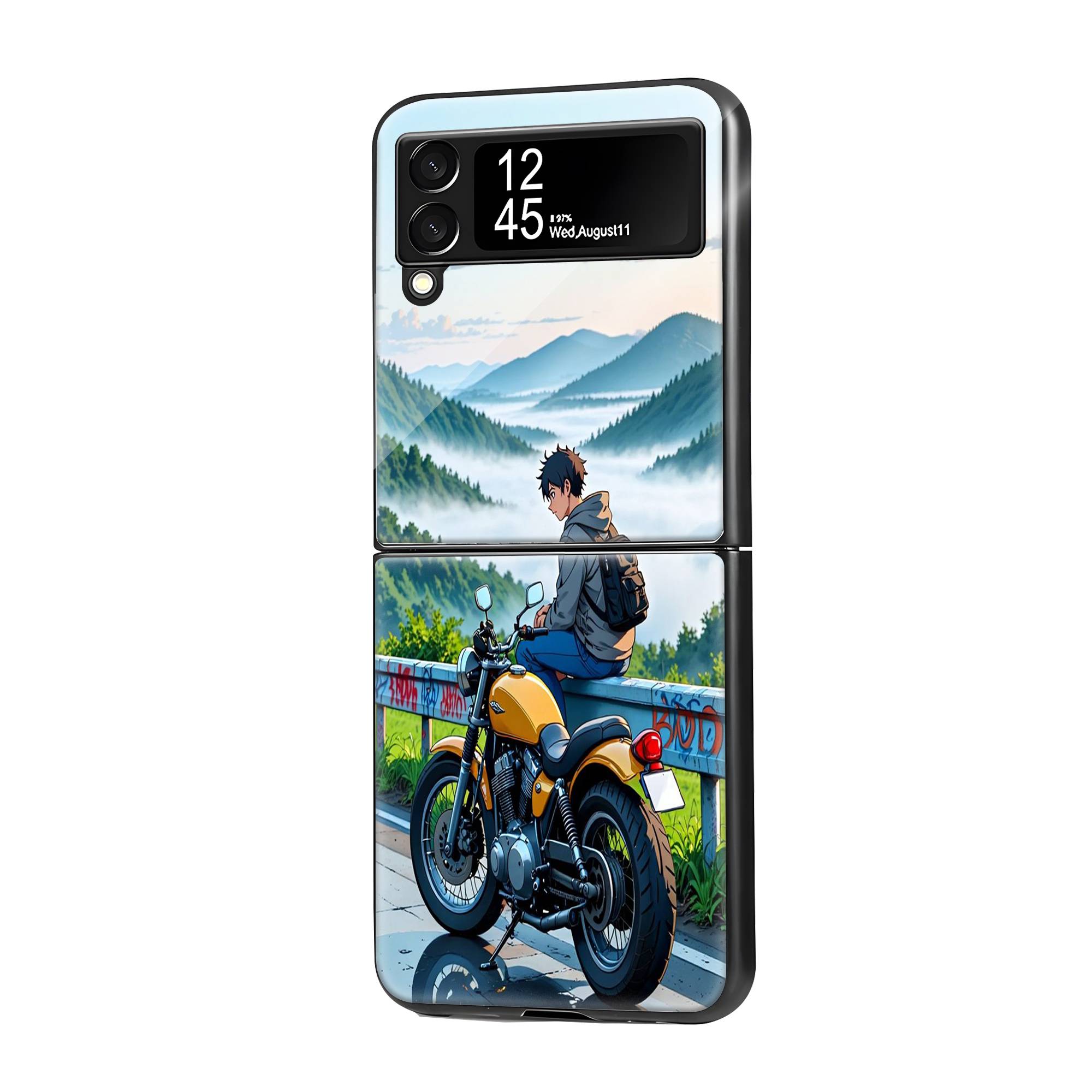 Anime Road Trip Samsung Z Flip Glass Case image 0 Main image