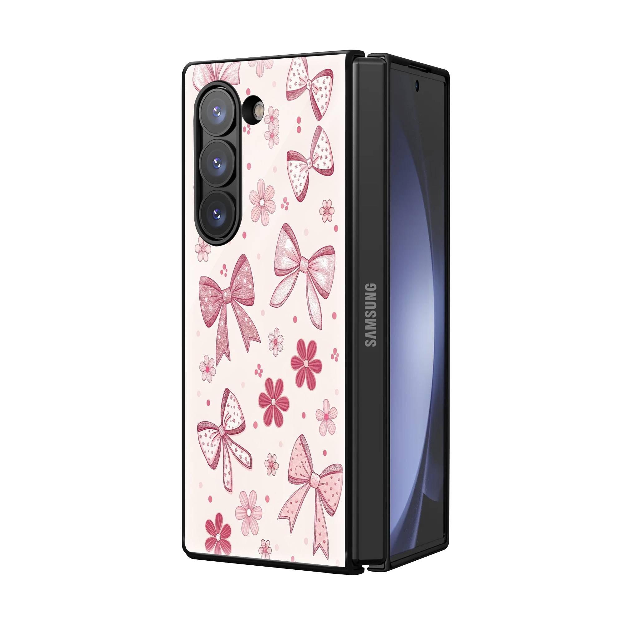 Pink Bow Samsung Z Fold Glass Case Secondary image