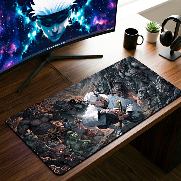White Hair Demon Desk Mat - 11 x 23 Inch image