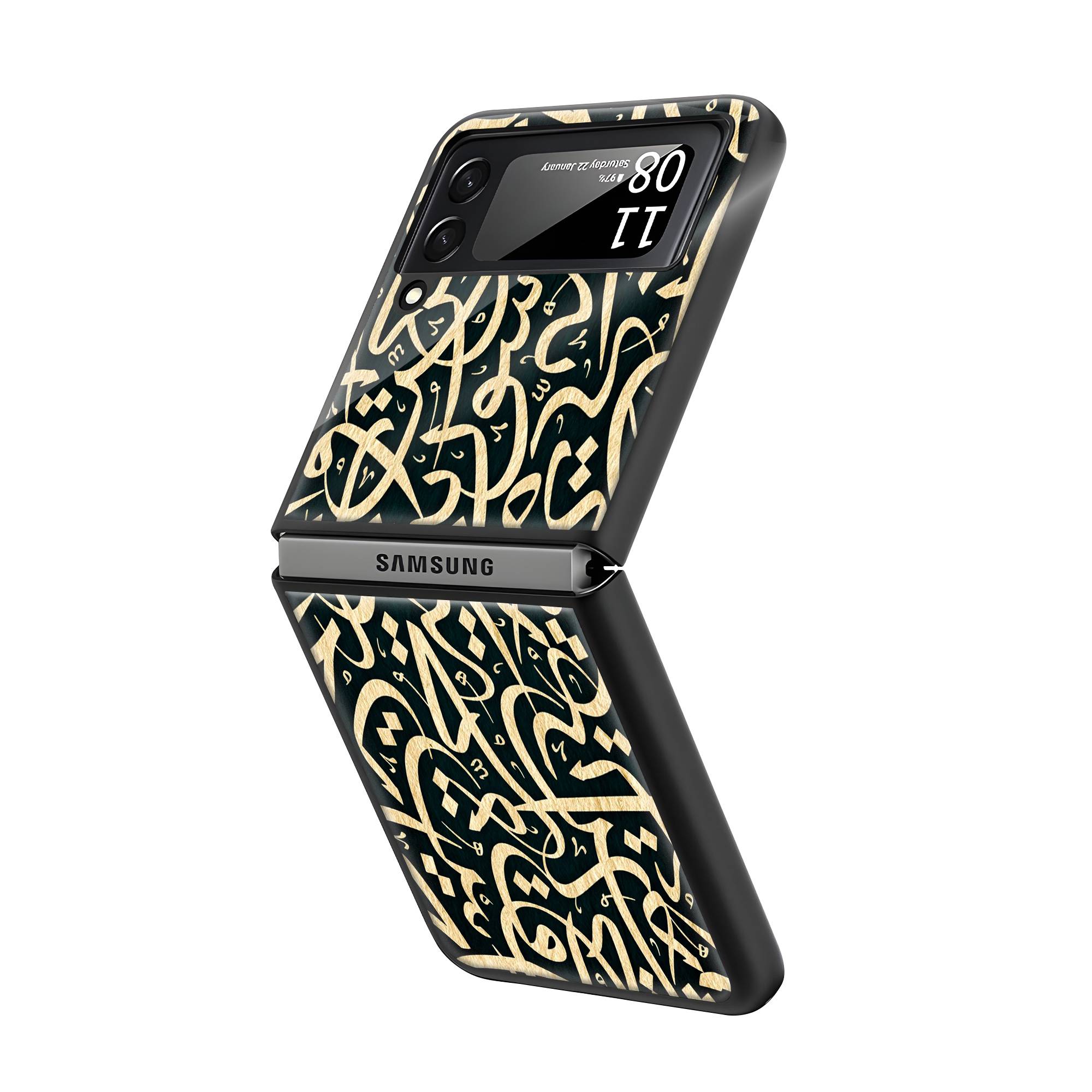 Gold Abstract Pattern Samsung Z Flip Glass Case image 1