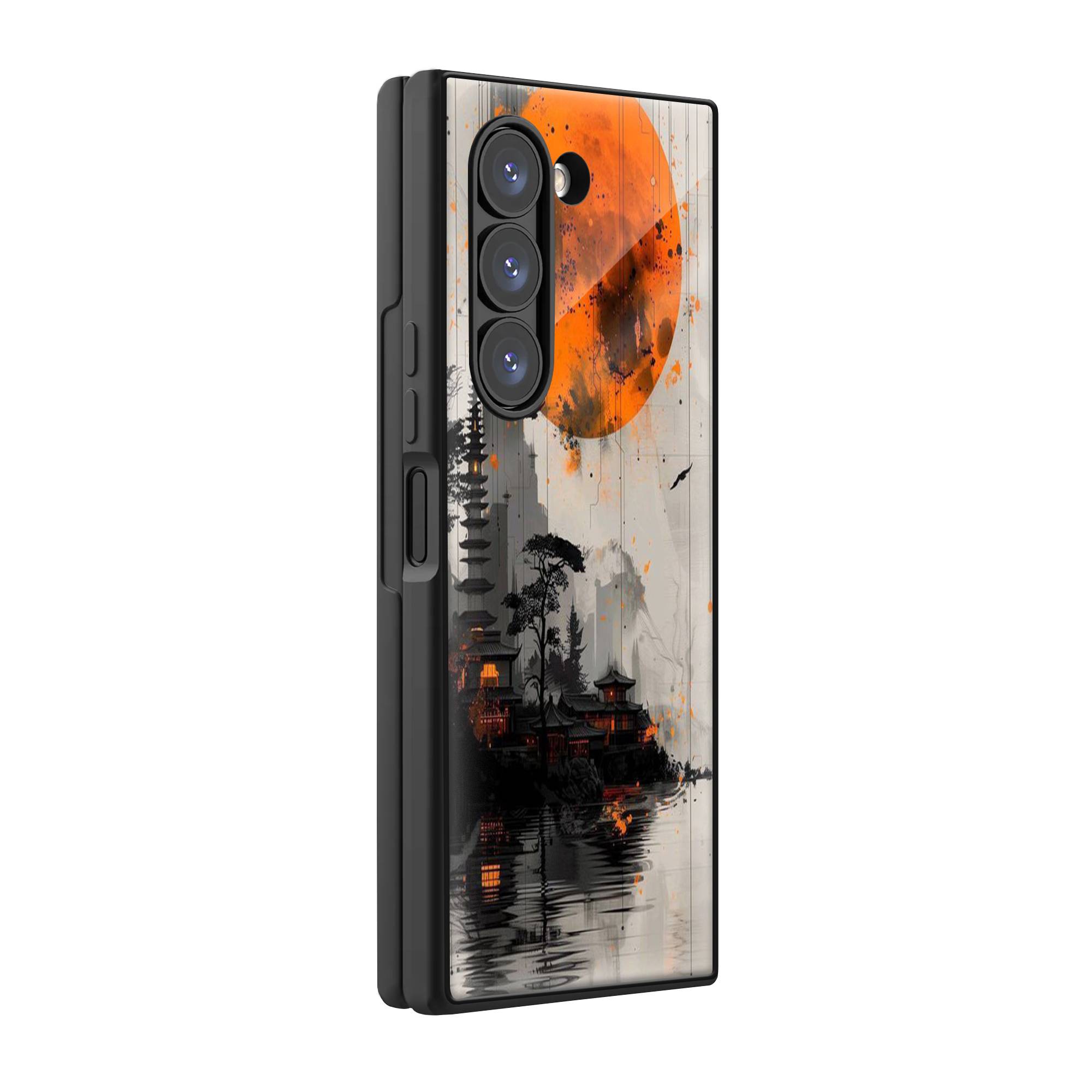 Orange Moon Samsung Z Fold Glass Case image 0 Main image