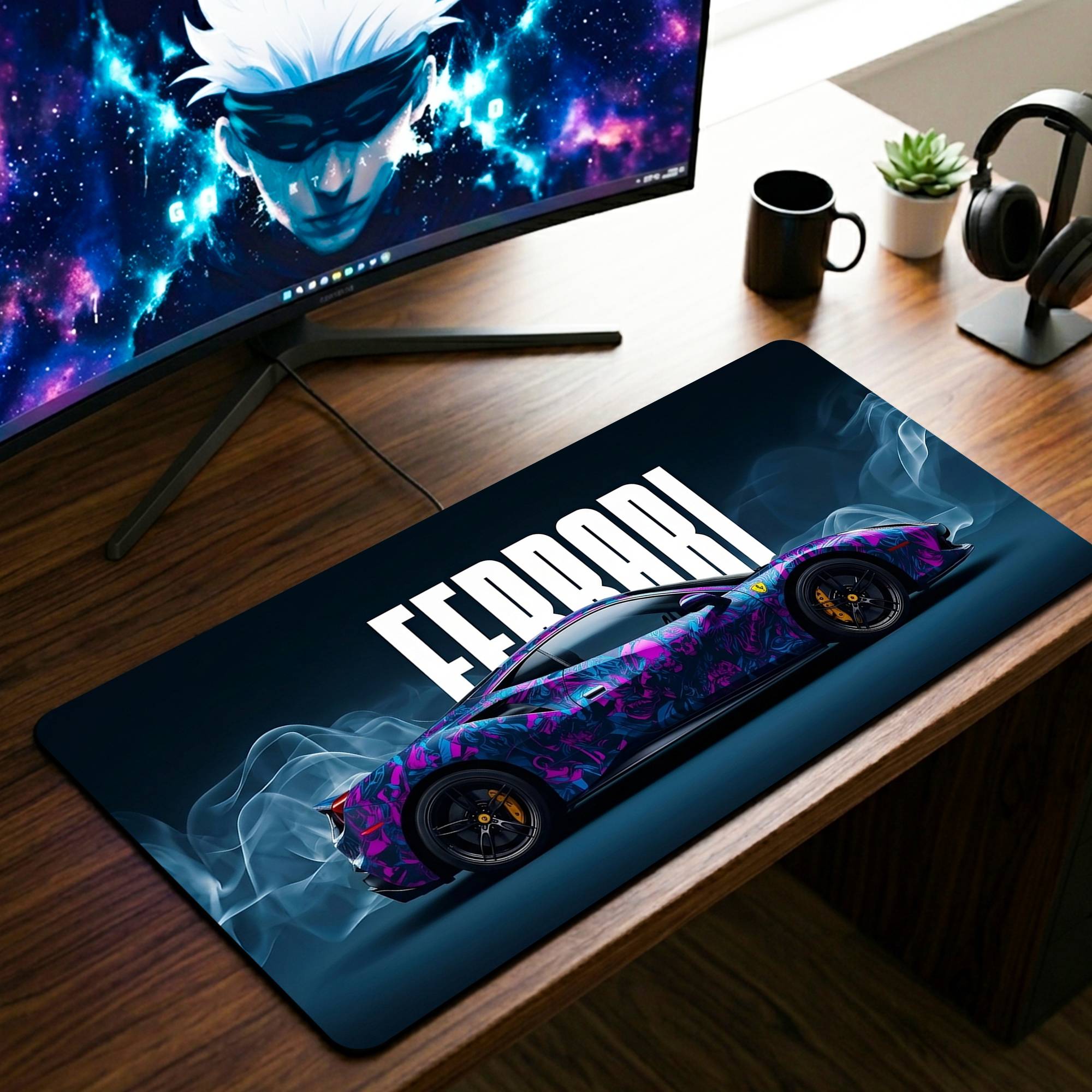 Colorful Ferrari Desk Mat - 11 x 23 Inch image