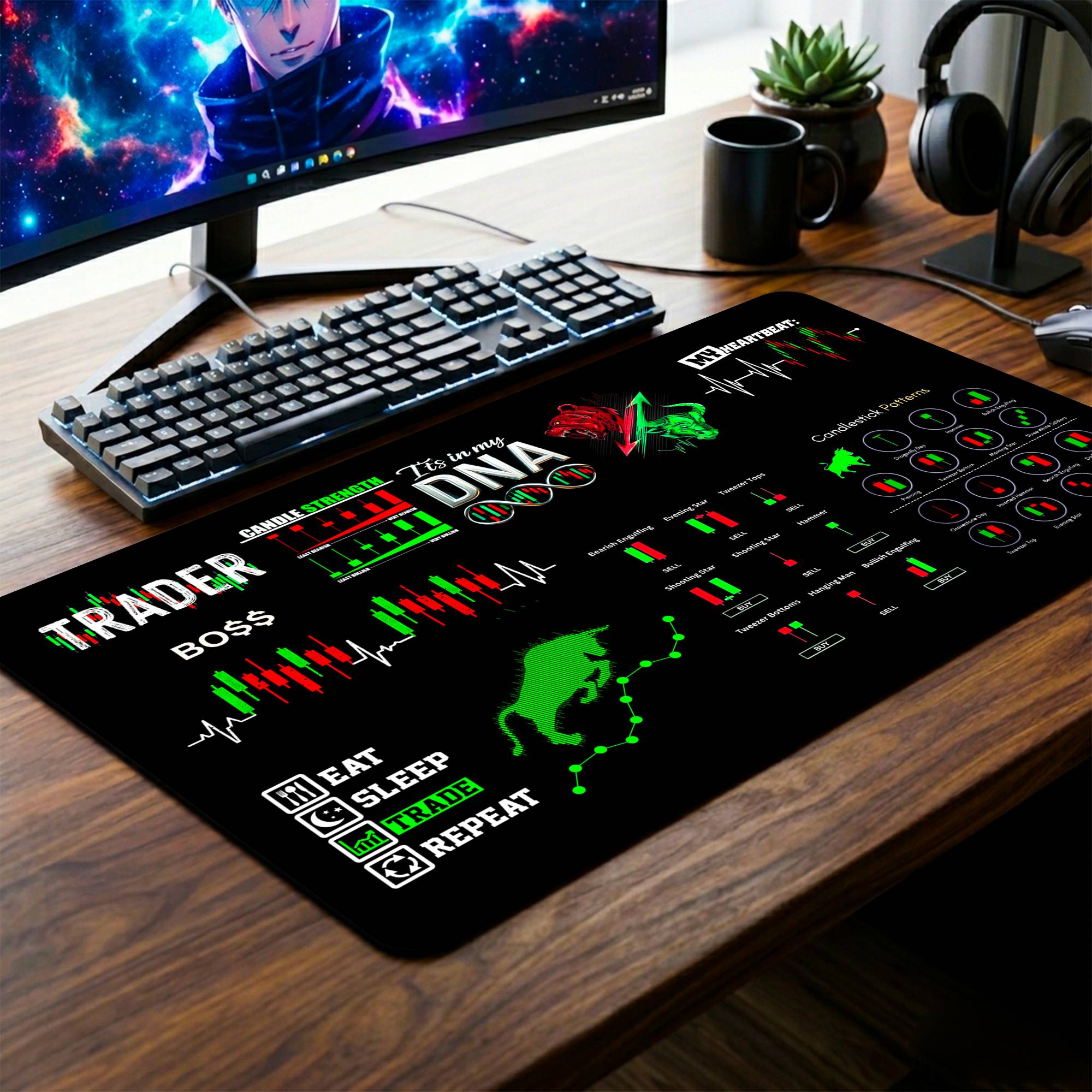 Stock Market Desk Mat - 14 x 23 Inch image