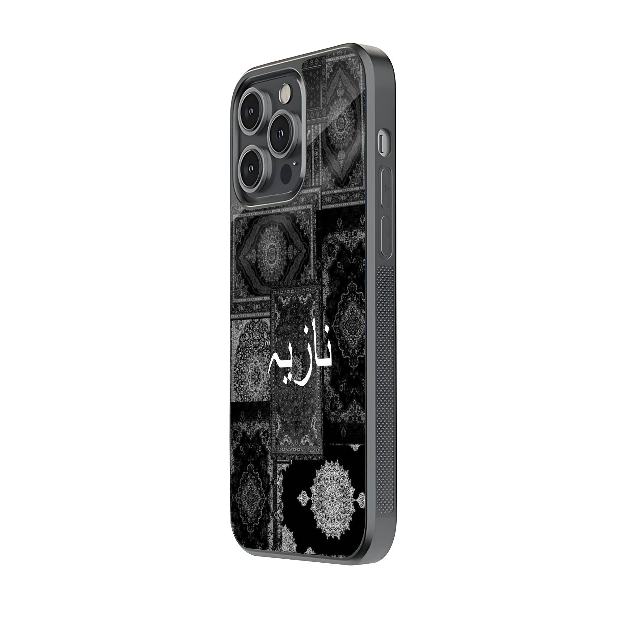 Black Vintage Carpet Glass Name Case Secondary image