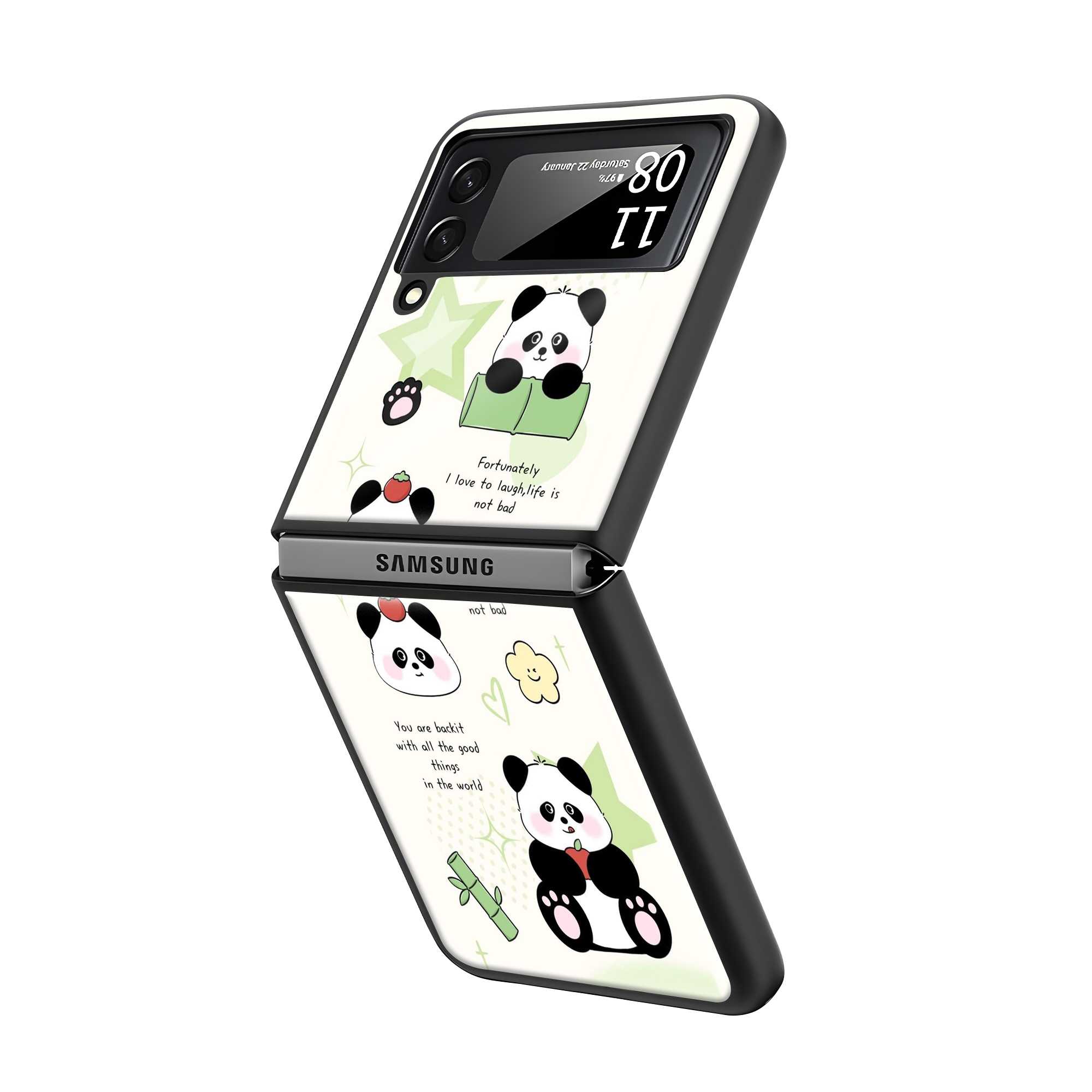 Panda Love Samsung Z Flip Glass Case Secondary image