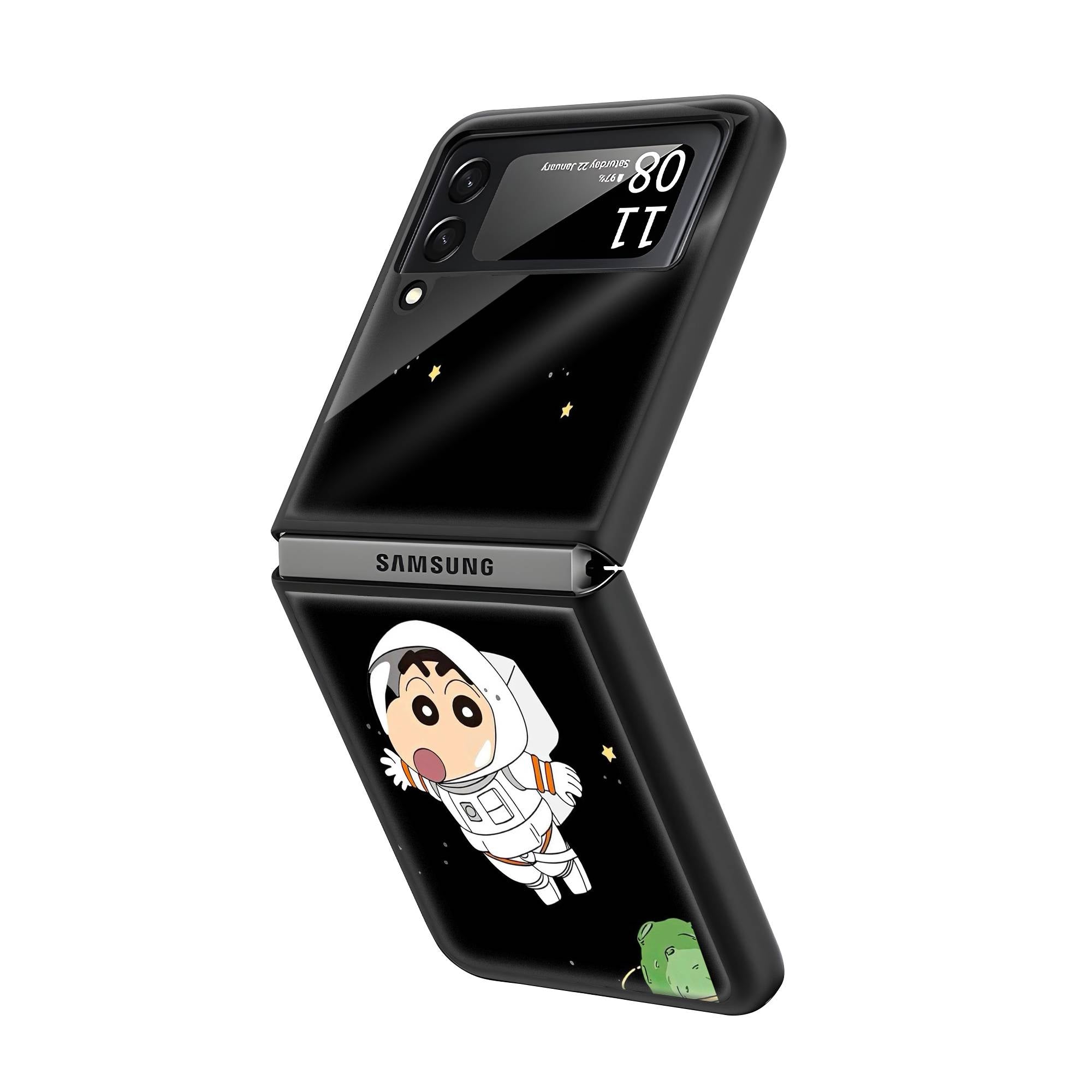 Cute Space Boy Samsung Z Flip Glass Case Secondary image