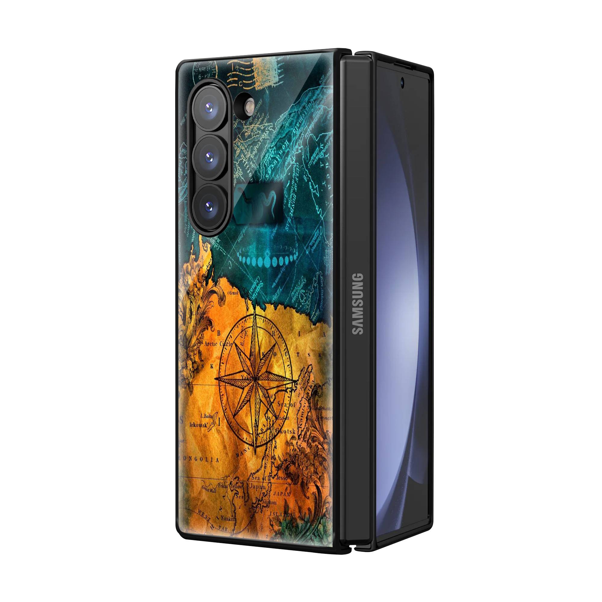 Map With Compass Samsung Z Fold Glass Case Secondary image
