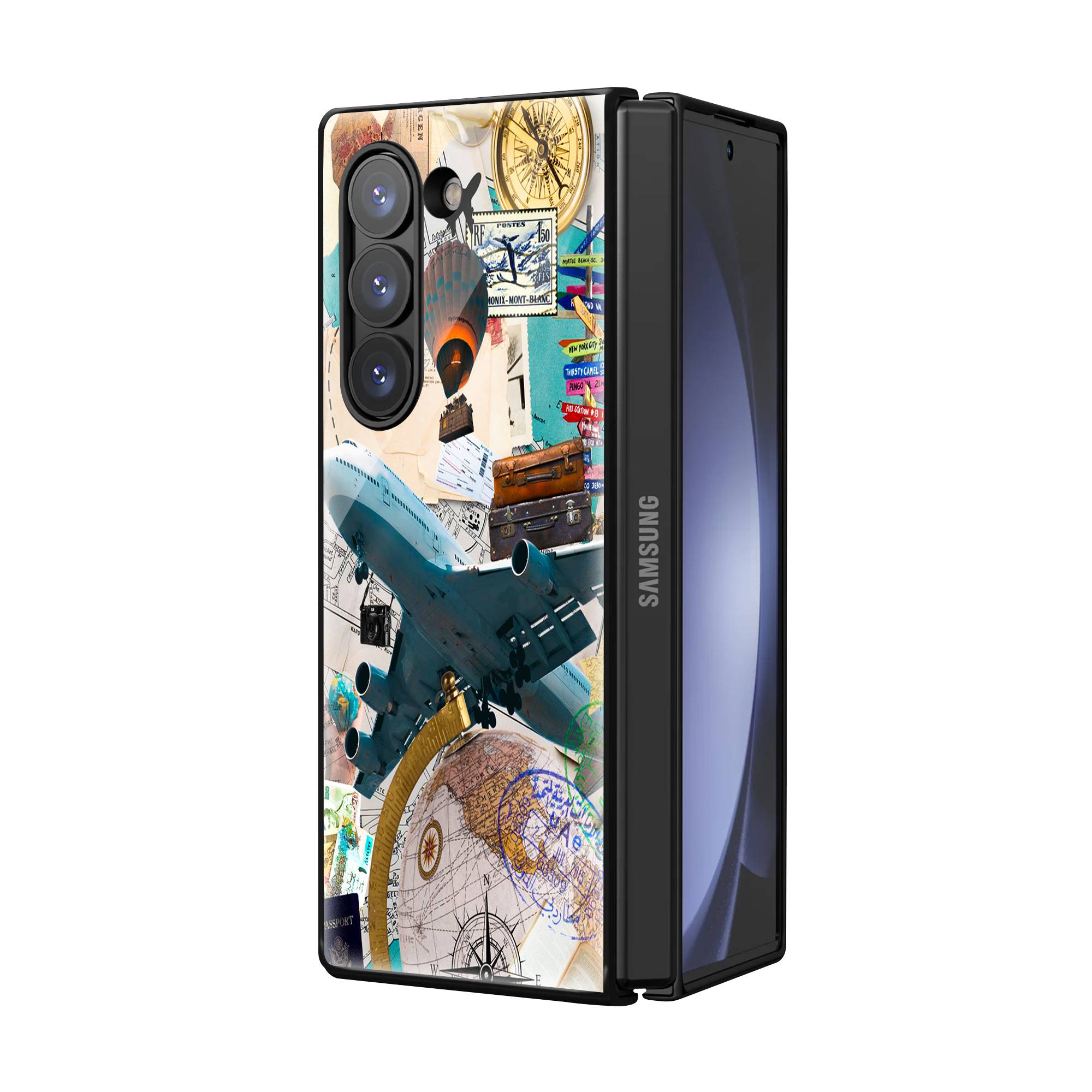 Travel Scrapbook Samsung Z Fold Glass Case Secondary image