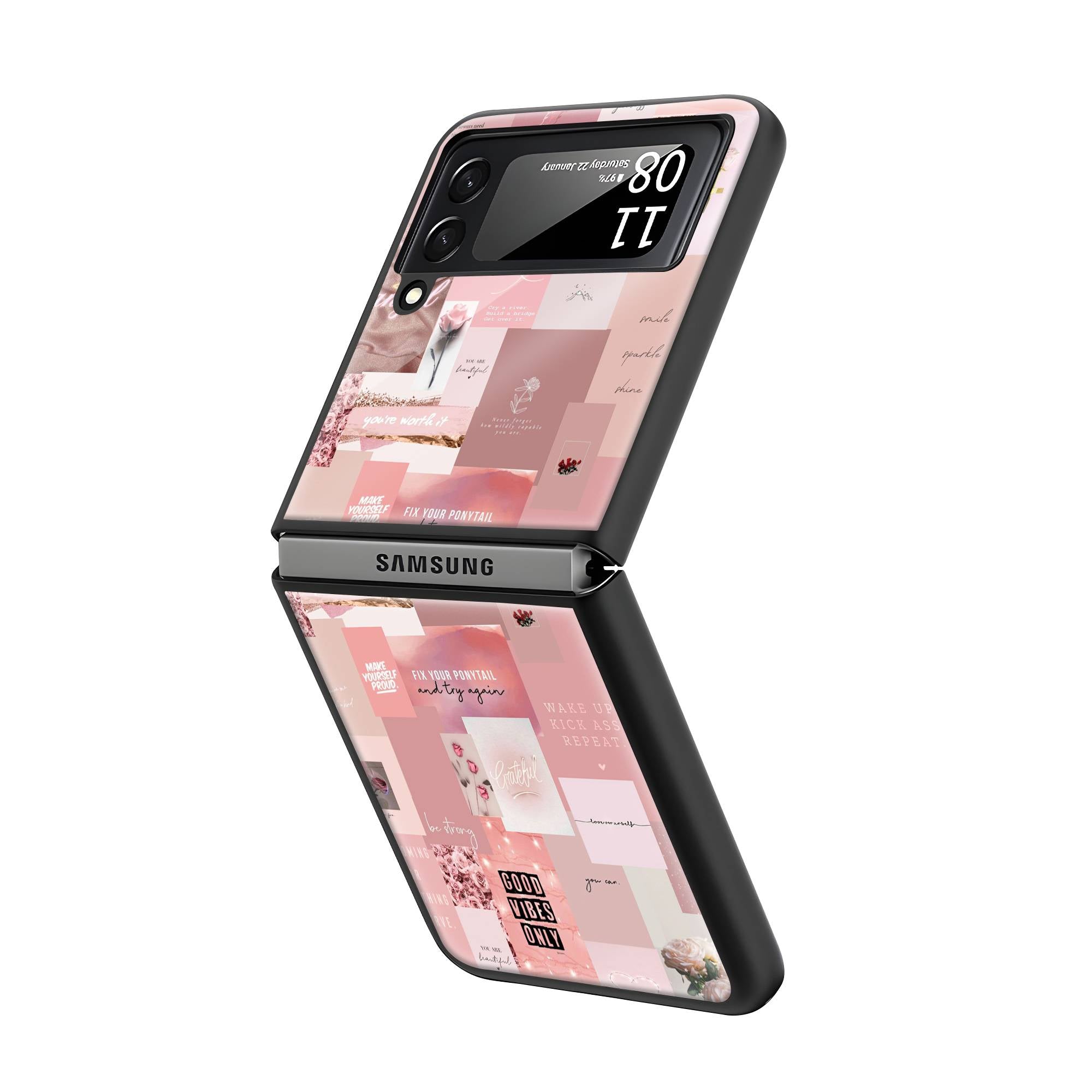 Good Vibes Samsung Z Flip Glass Case Secondary image