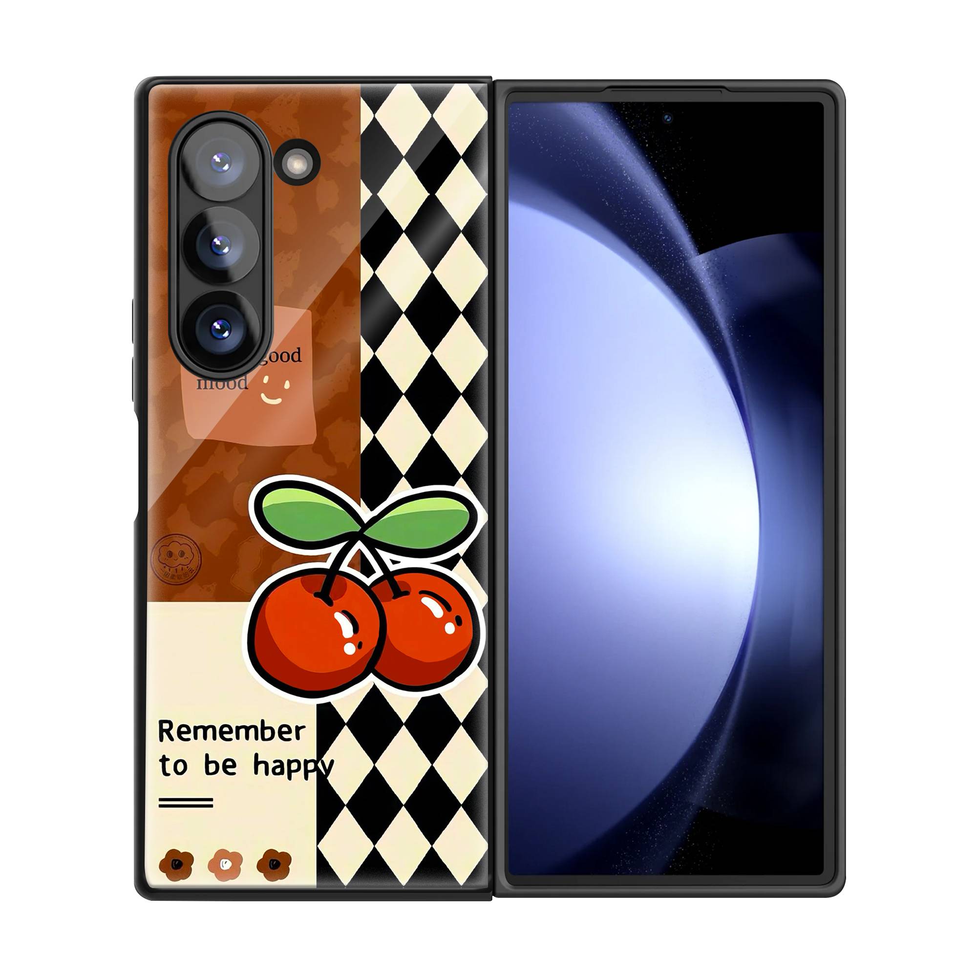 Cherry Checkers Samsung Z Fold Glass Case image 2