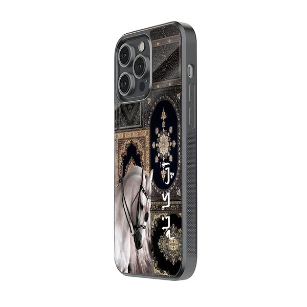 Black & Silver Horse Glass Name Case image 1